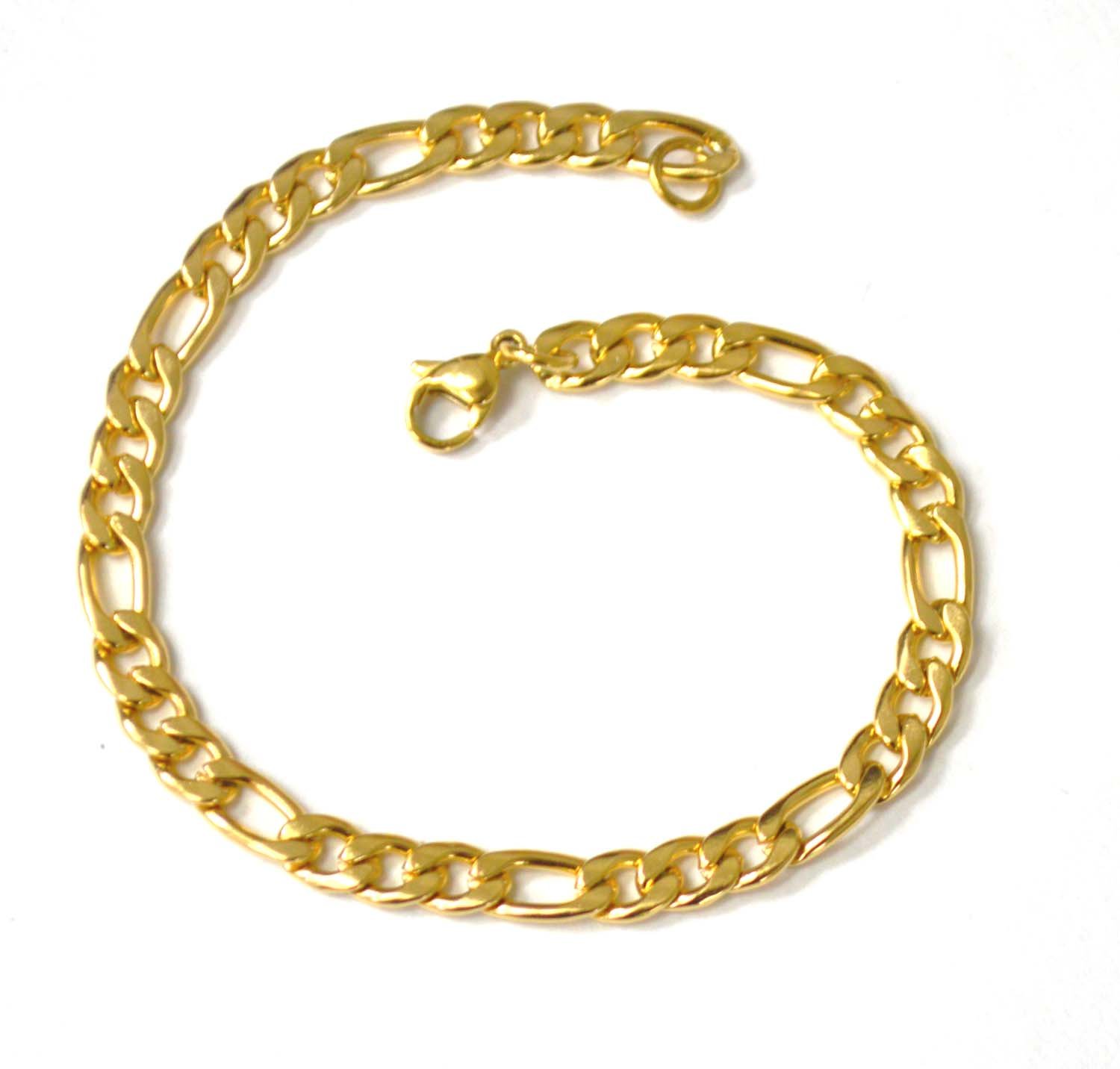 5mm Figaro Gold IP Plated Bracelet 84-110G-5 (2/pkg)