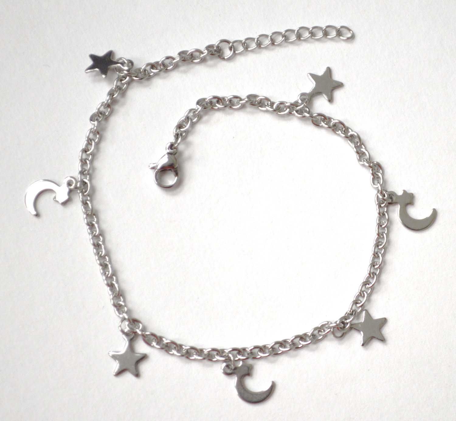 Stars/ Half Moon Stainless Steel Anklet 82-222