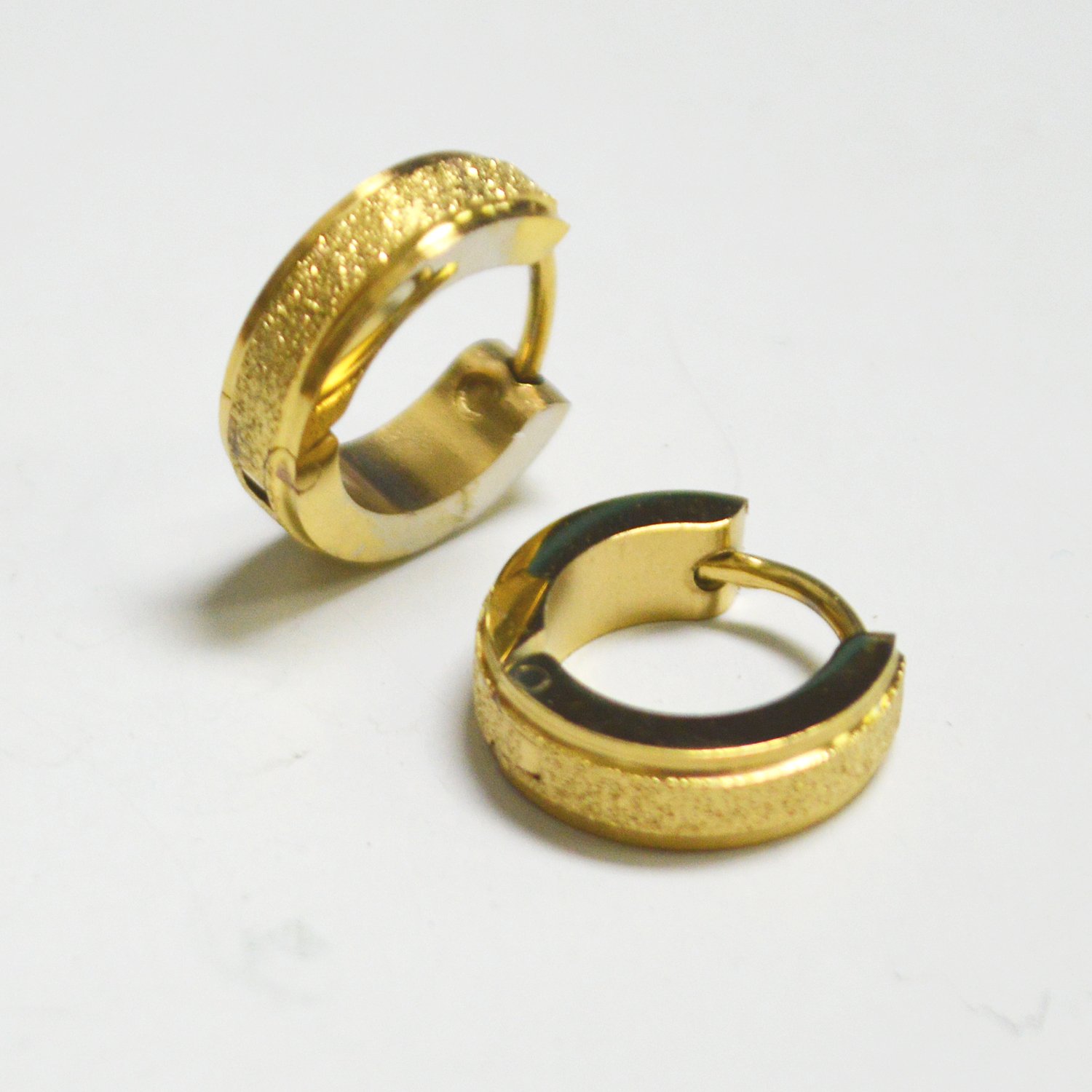 Glitter Gold Plated Huggies Earring 83-609G-4