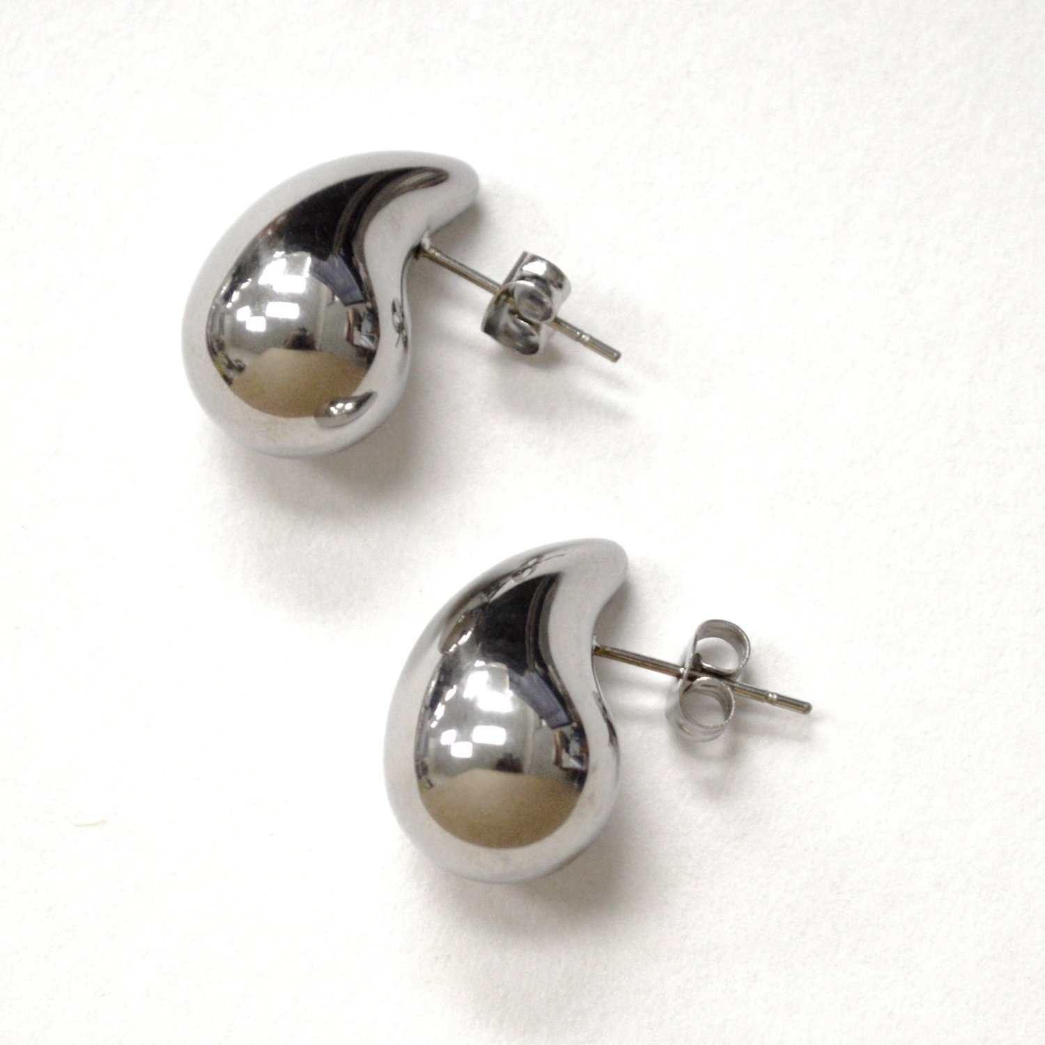 Tear Drop Stainless Steel Earrings 83-959S-1