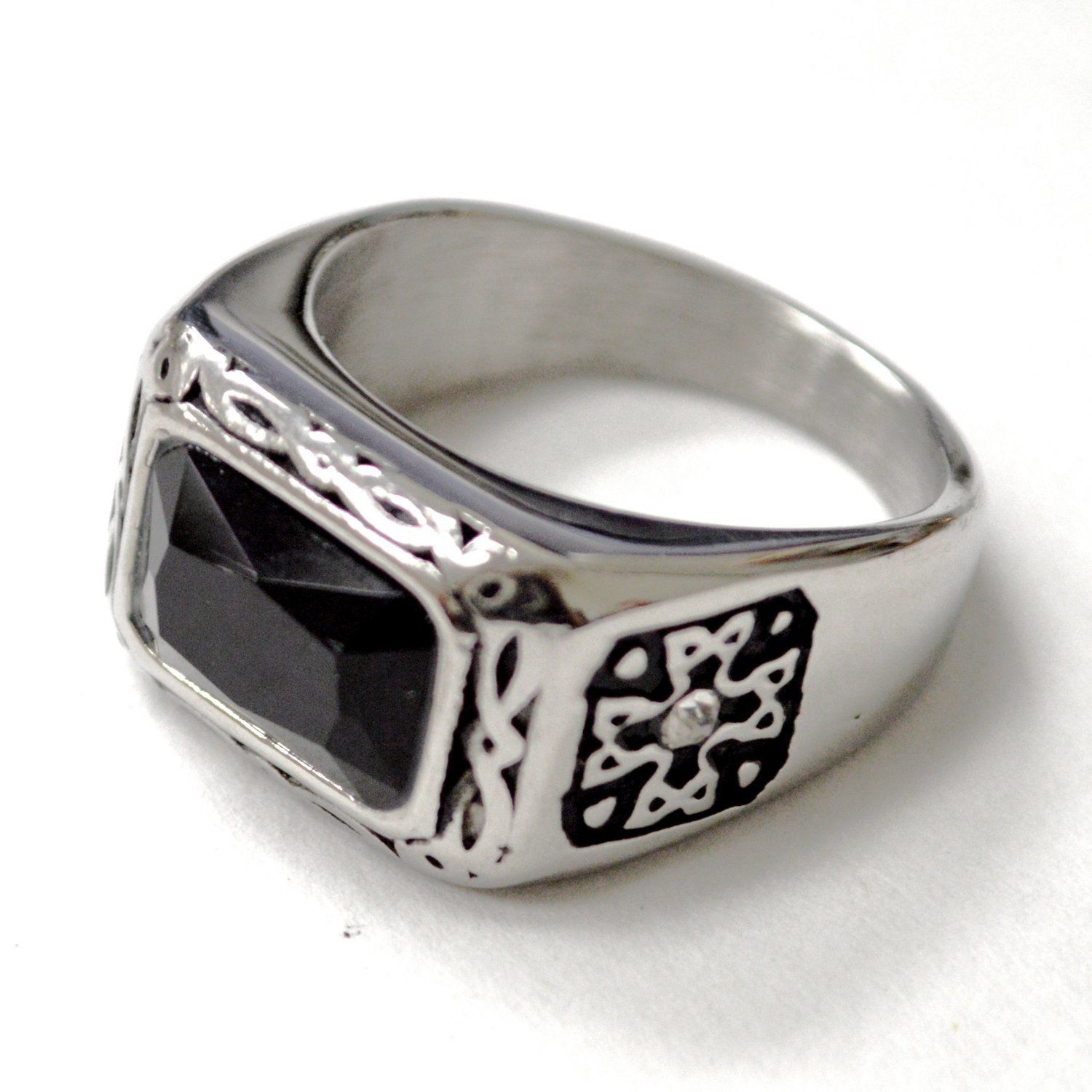 Black Stone Stainless Steel Ring 81-1579Black