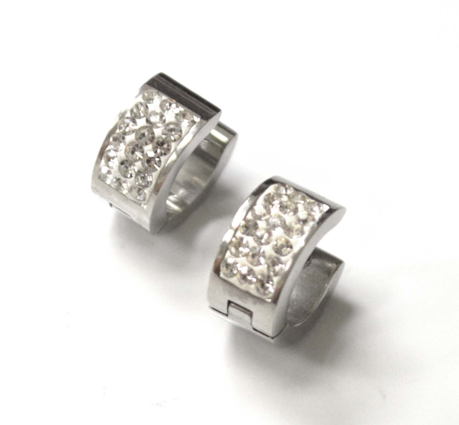 Multi Stones Stainless Steel Huggies Earring 83-826S