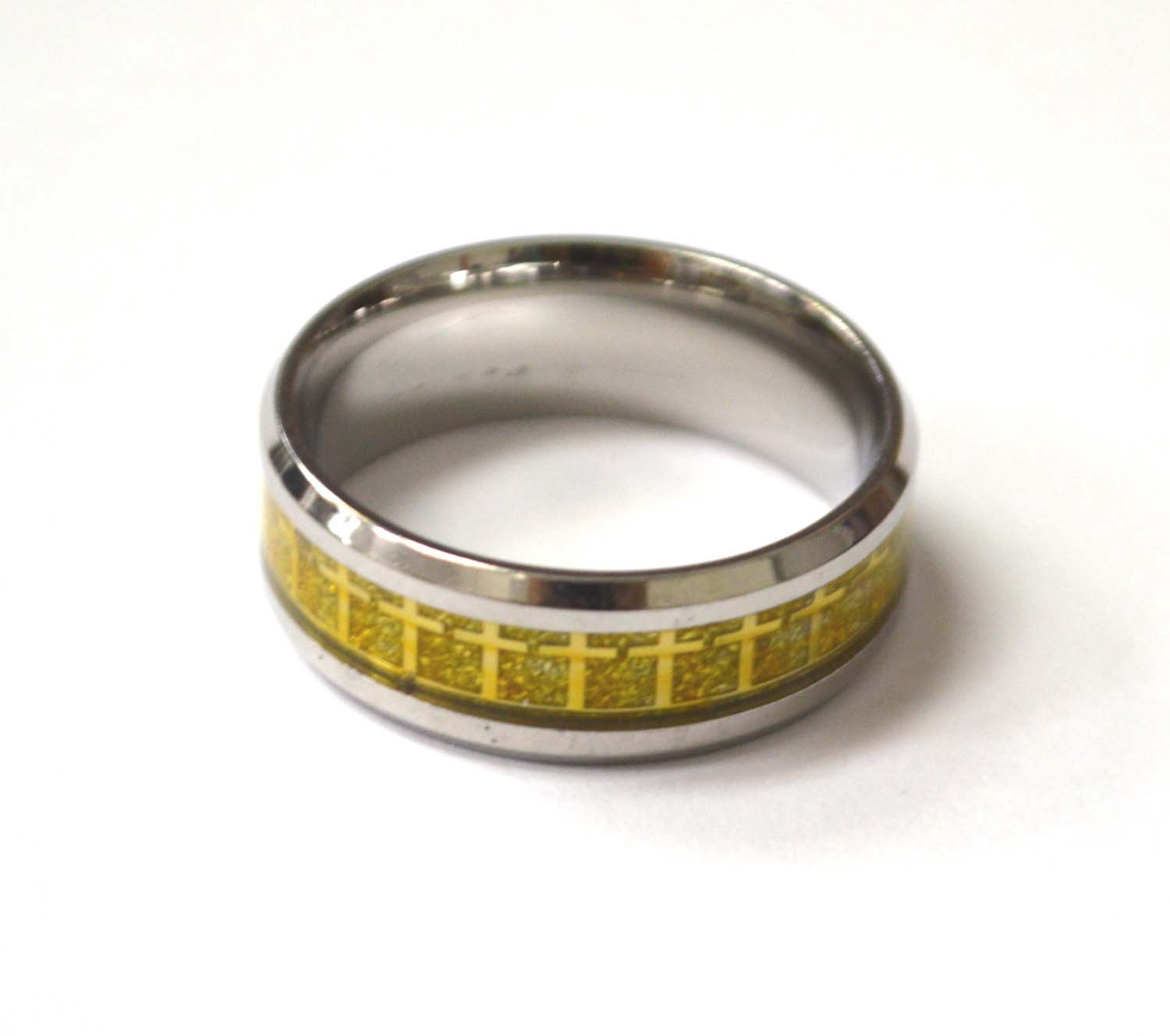 2 Tone Gold Cross All Around Ring 81-1493G