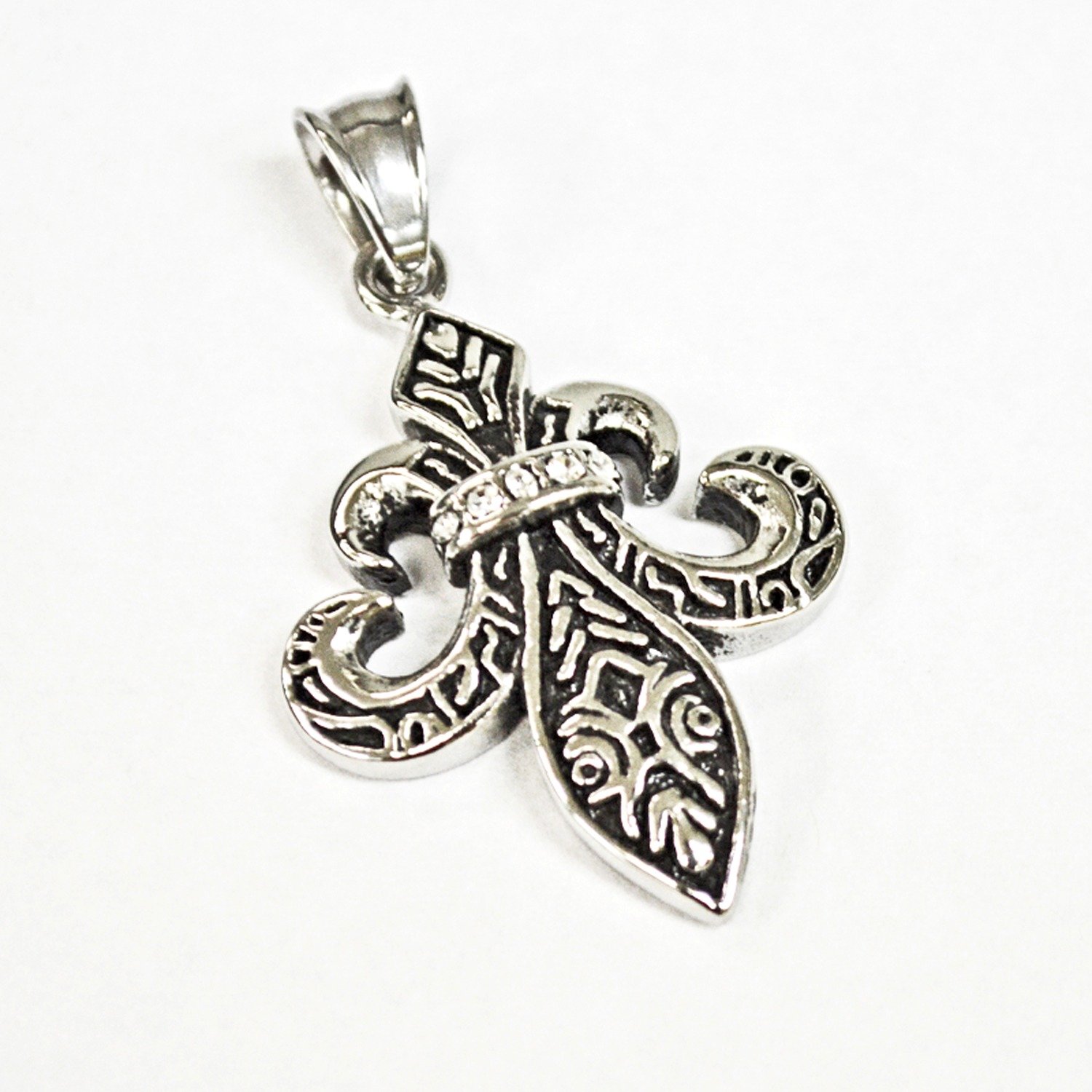 FLEUR DE LIS PENDANT WITH STONE 86-1303-stn