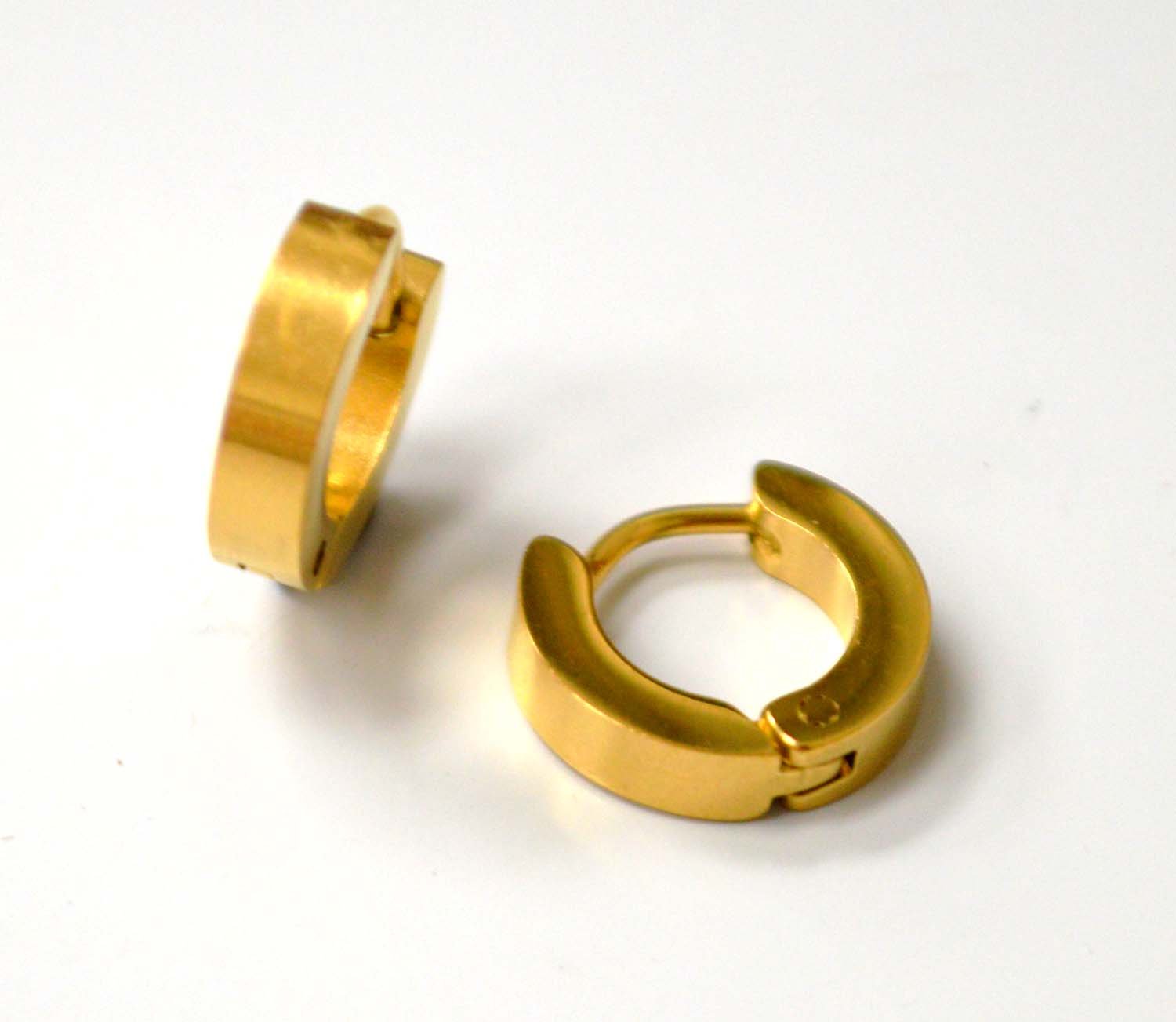 Flat Top Gold Plated Huggies Earrings 83-521G