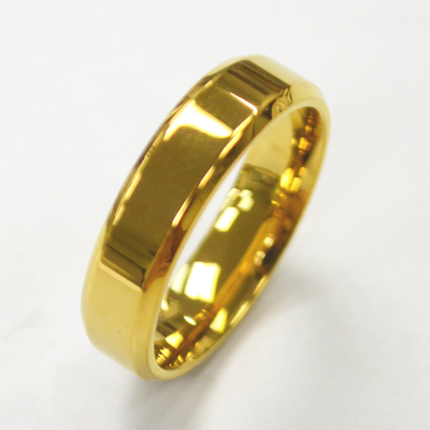 6mm Gold Plated Shiny Finish Bevel Ring (6mm) 81-1353G-6