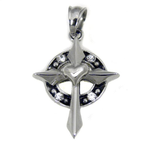 Cross Heart Pendant (21x30mm)