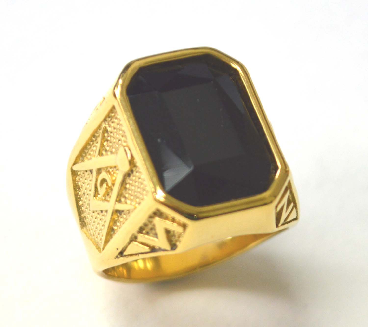 Black Stone Gold IP Plated Ring 81-1451G