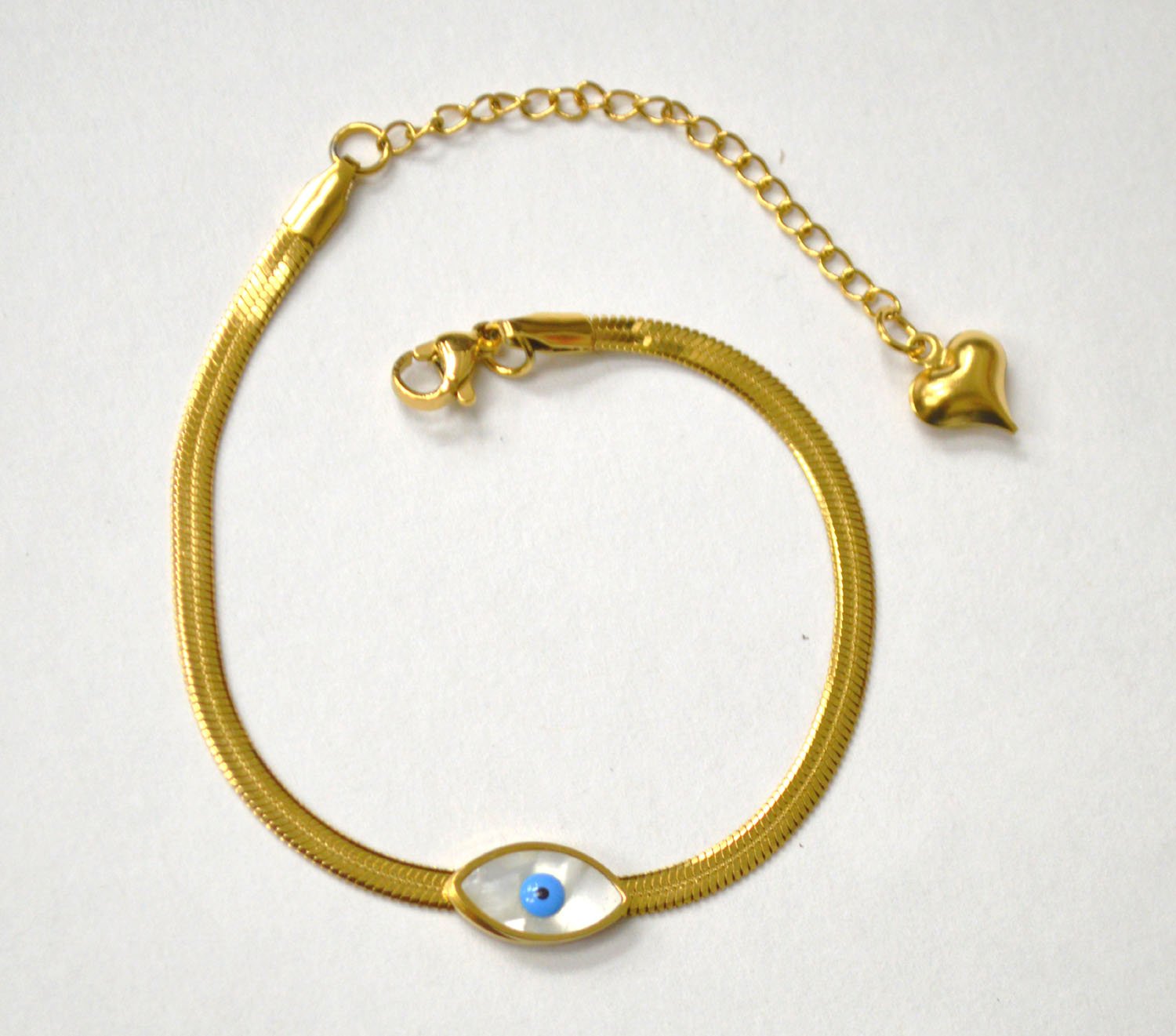 Eye in Herringbone Gold Plated Bracelet 84-1906G