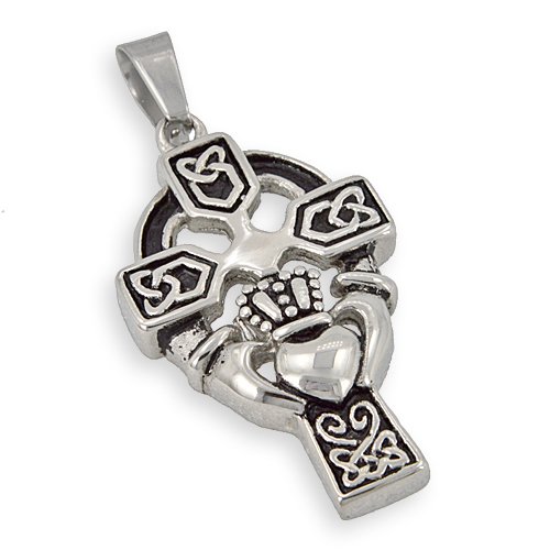 CELTIC CLADDAGH CROSS Pendant (24x42mm)