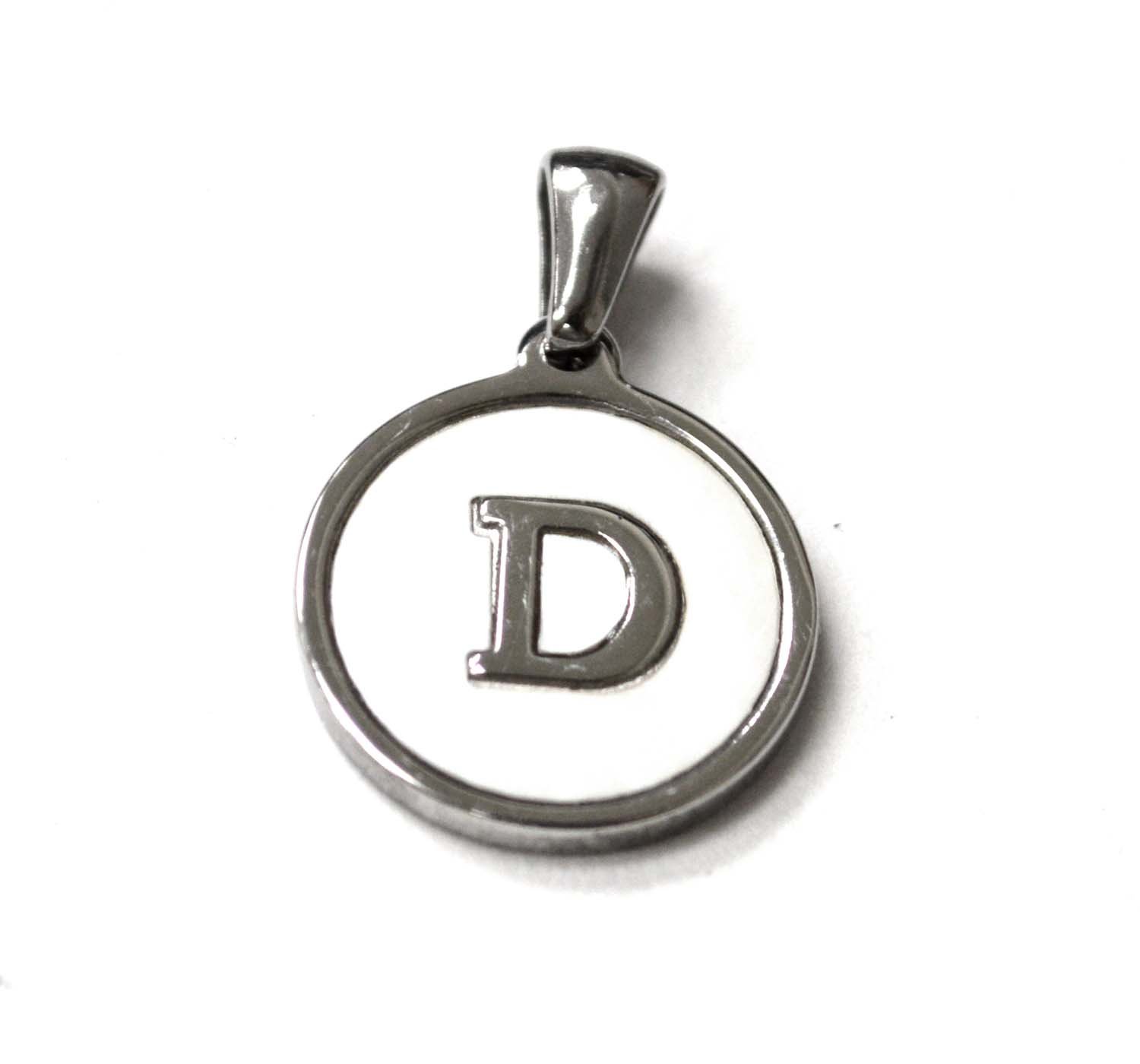 D Initial Stainless Steel in Mother of Pearl Pendant 86-2479S-D