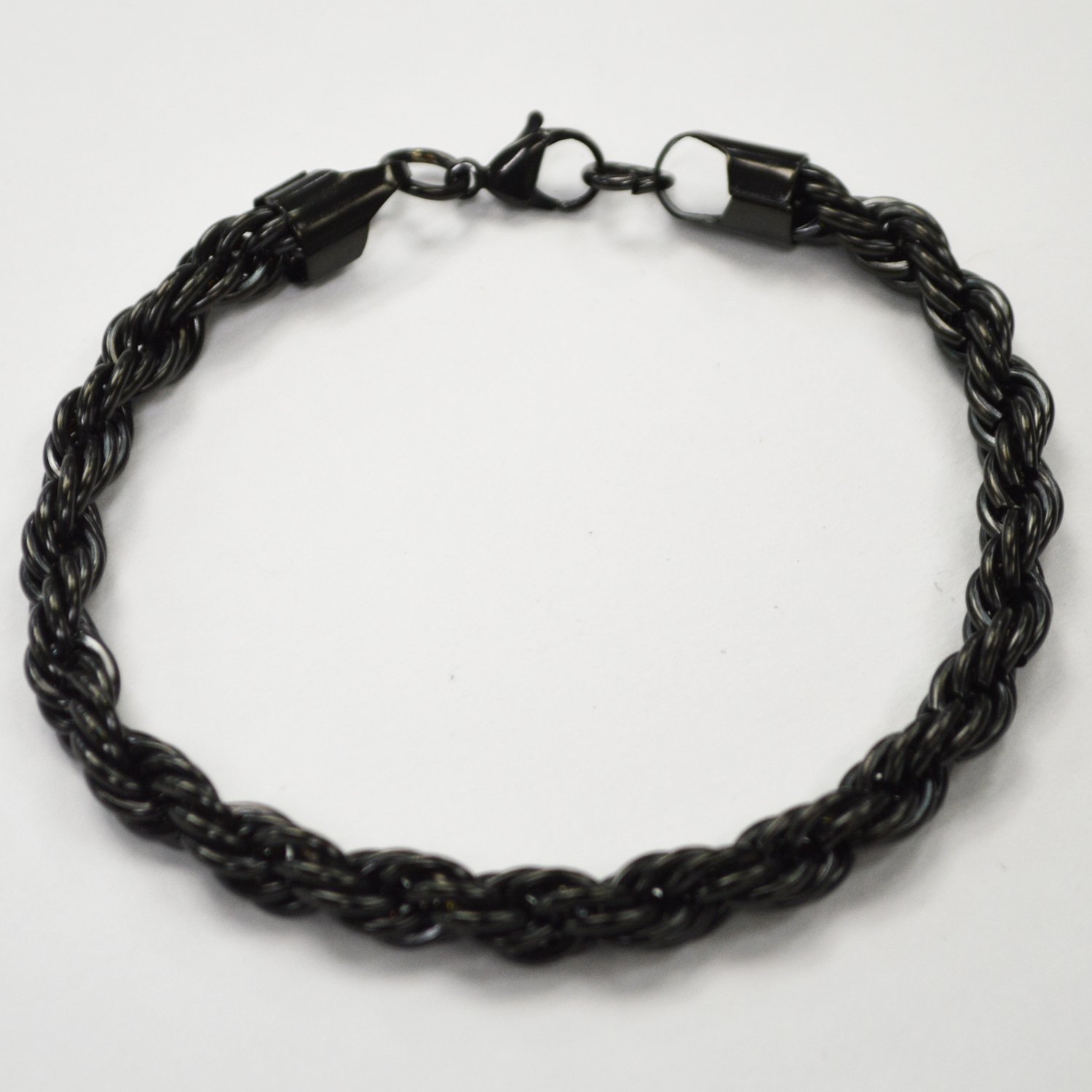 8mm BLACK PLATED  ROPE BRACELET 84-143B-8