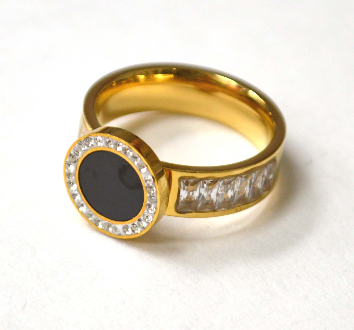 Stone Gold IP Plated Steel Ring 81-1387G