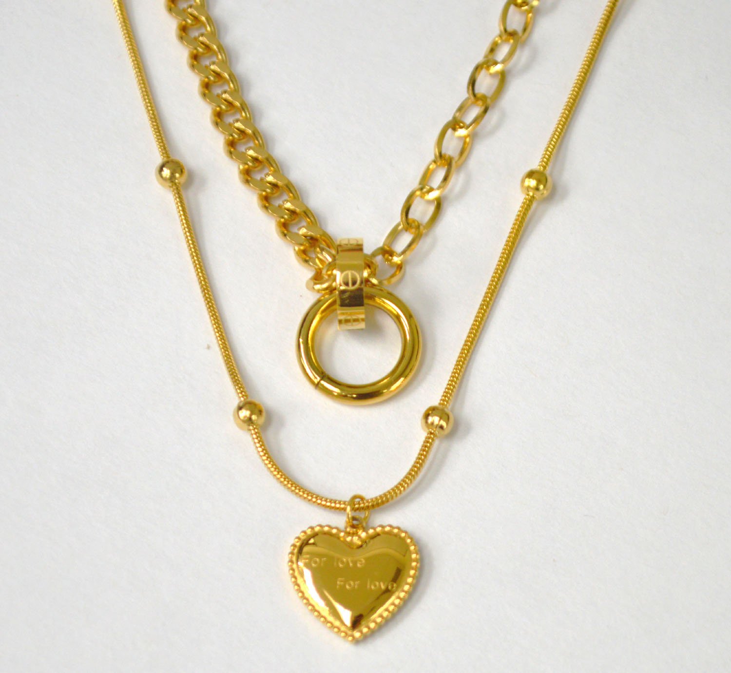 Designer Inspired 2 Layers Gold IP Plated Necklace 85-285G