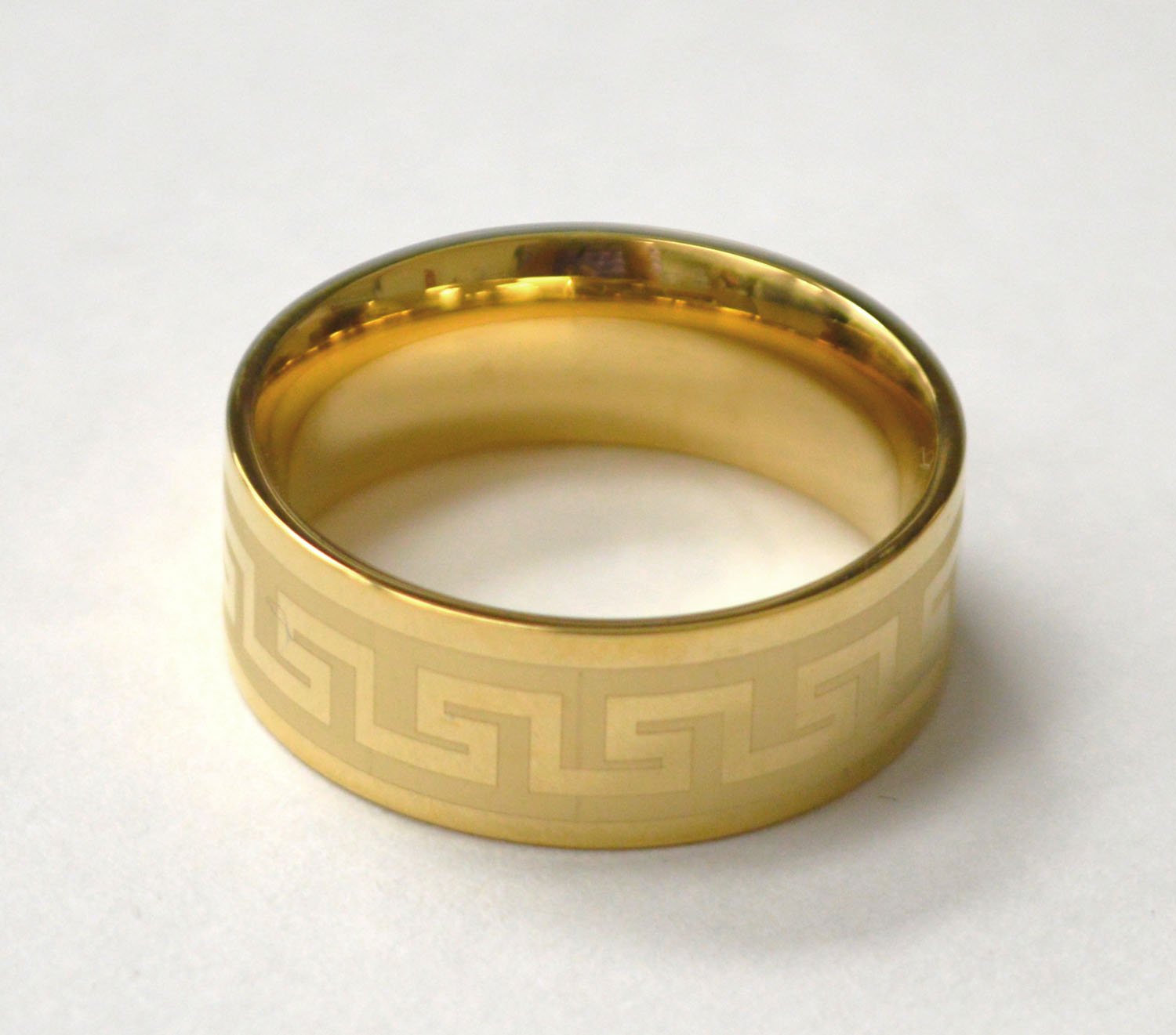 Greek Key Design Gold Plated Ring 81-1599G