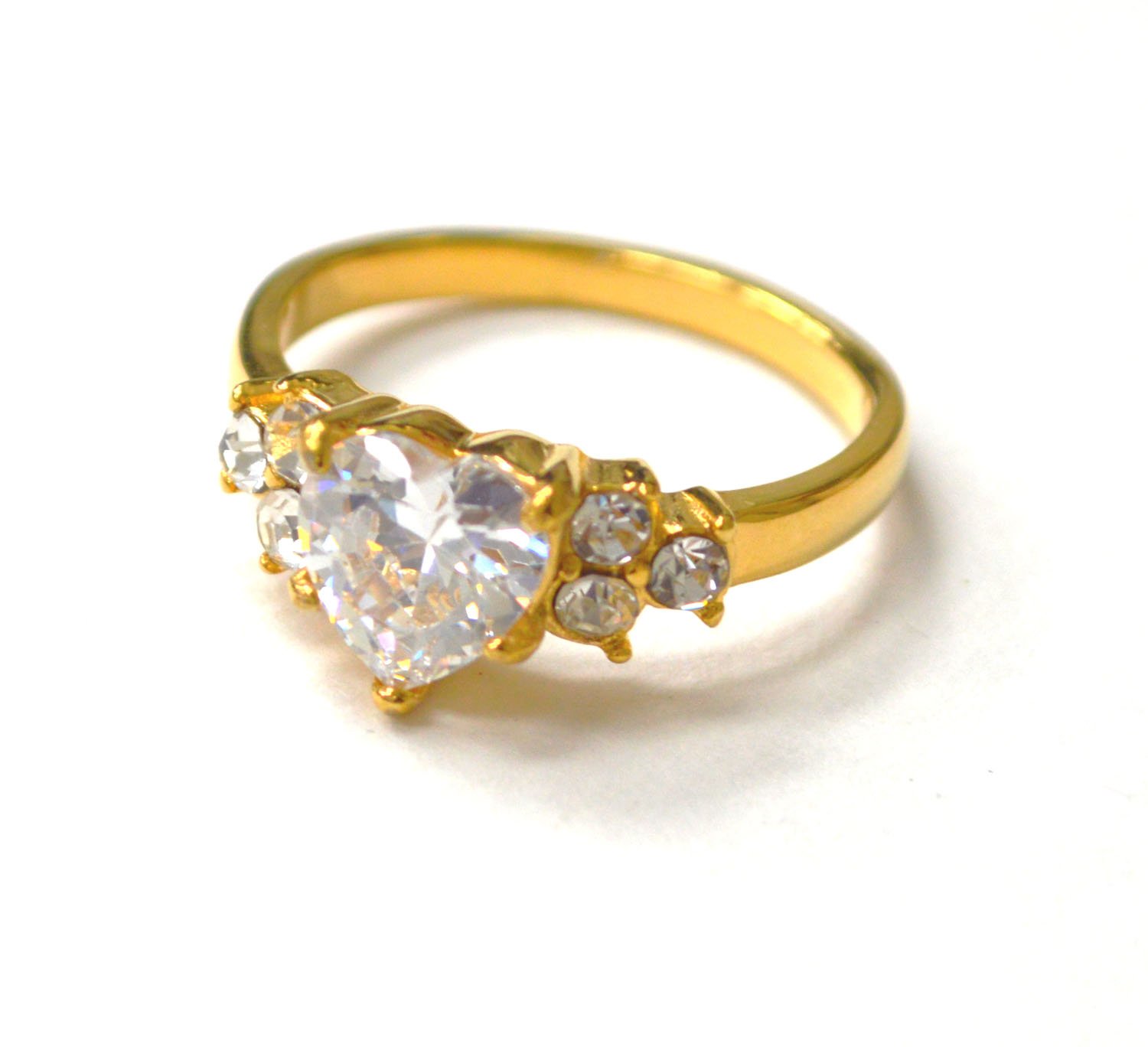 Heart CZ Gold IP Plated Ring 81-1605G
