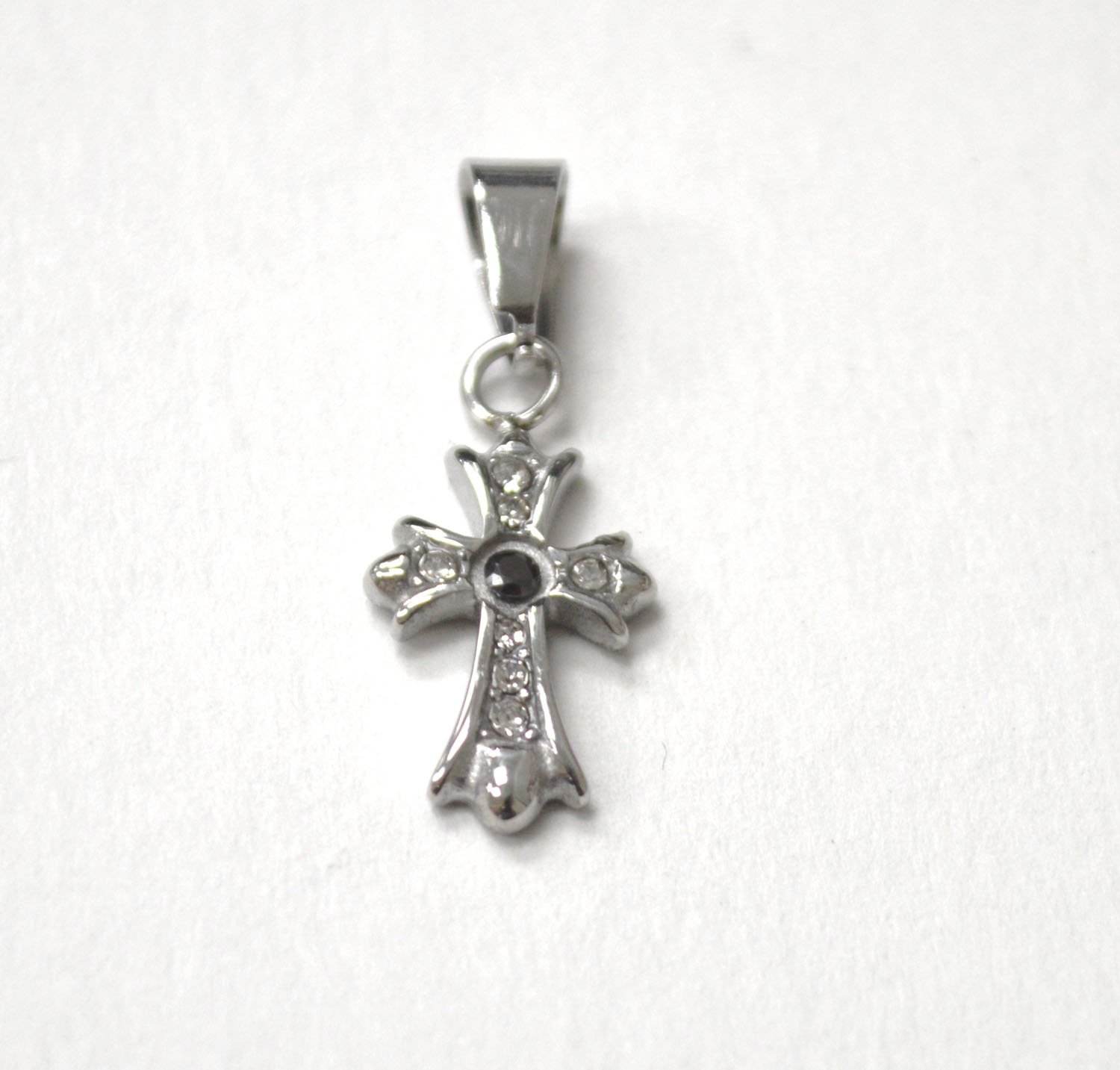 Small Cross with Stones Stainless Steel Pendant 86-2825