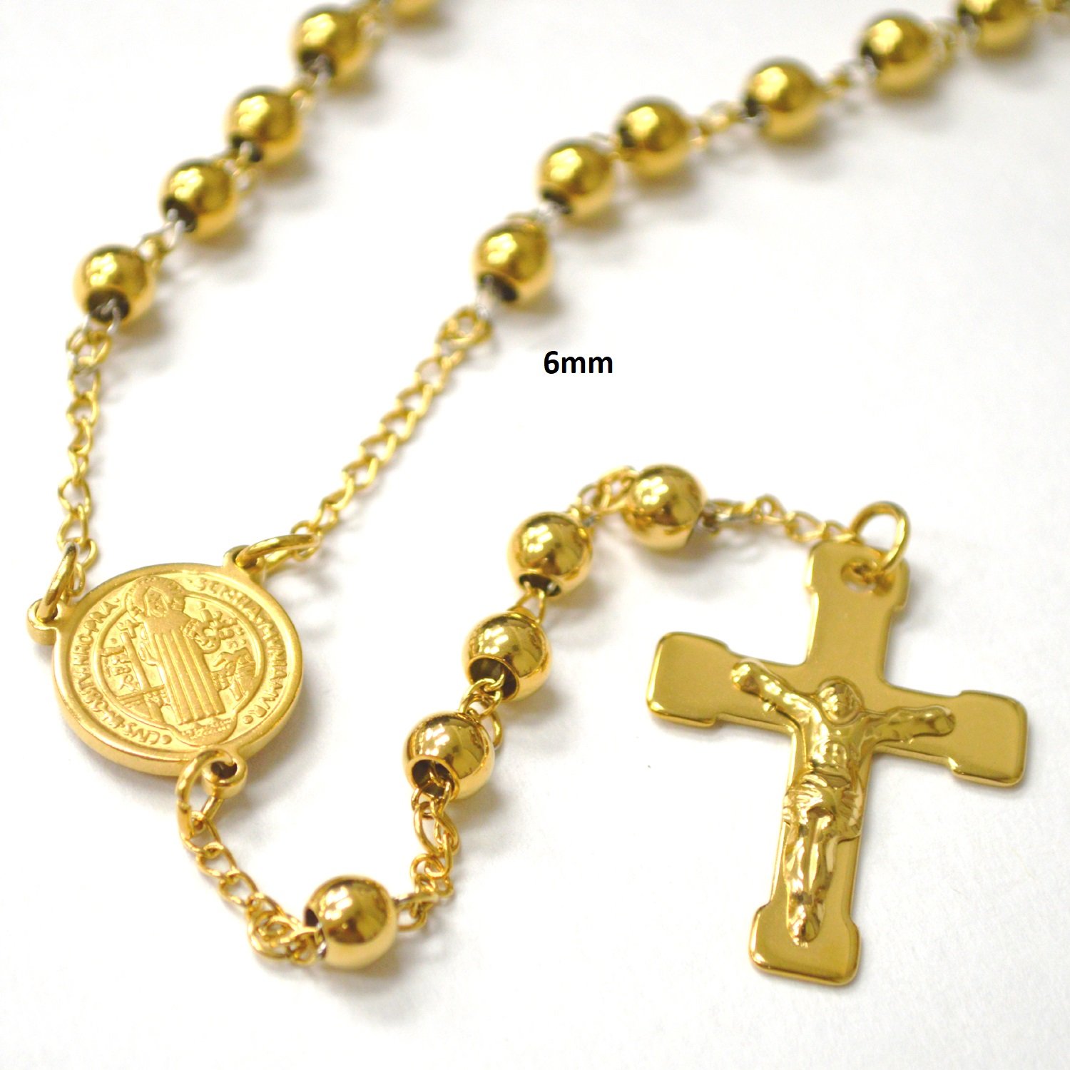 6mm Gold Plated Rosary 87-34G-6