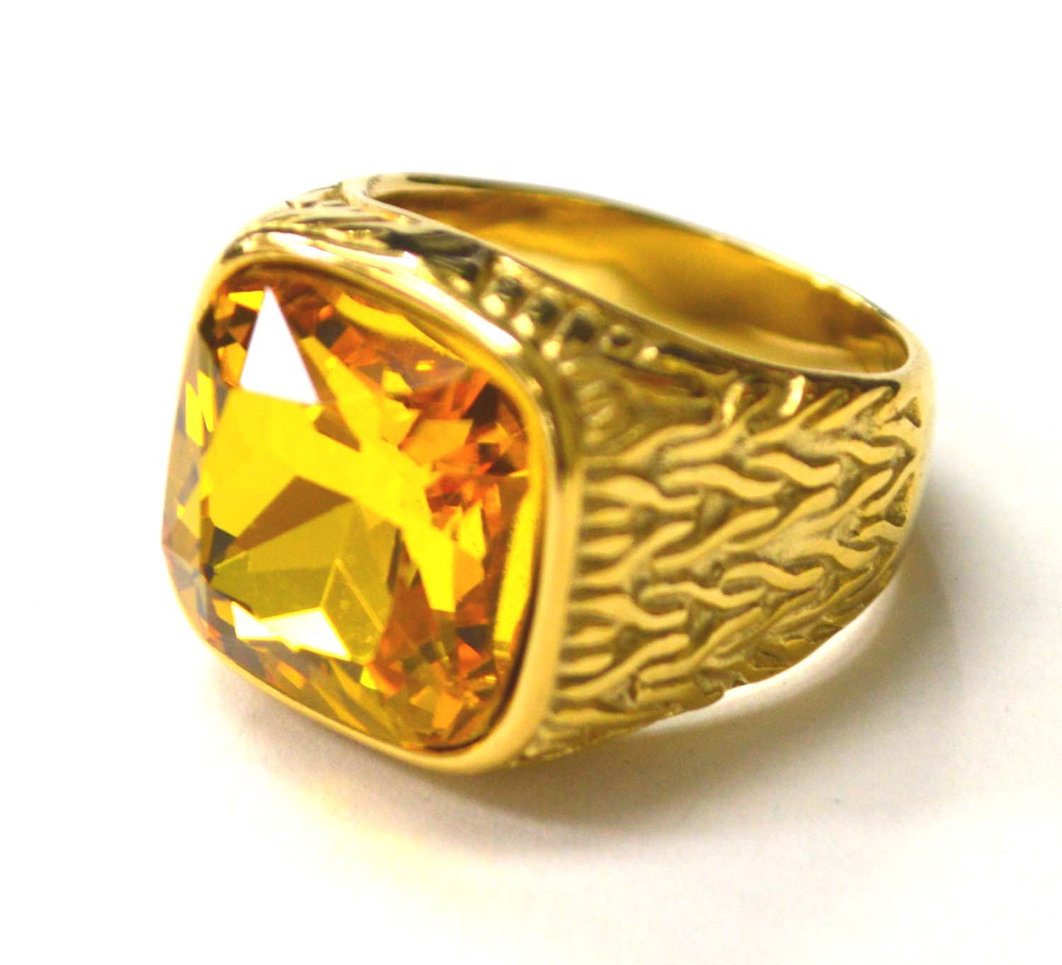 Yellow Stone Gold IP Plated Ring 81-1474G-Yw
