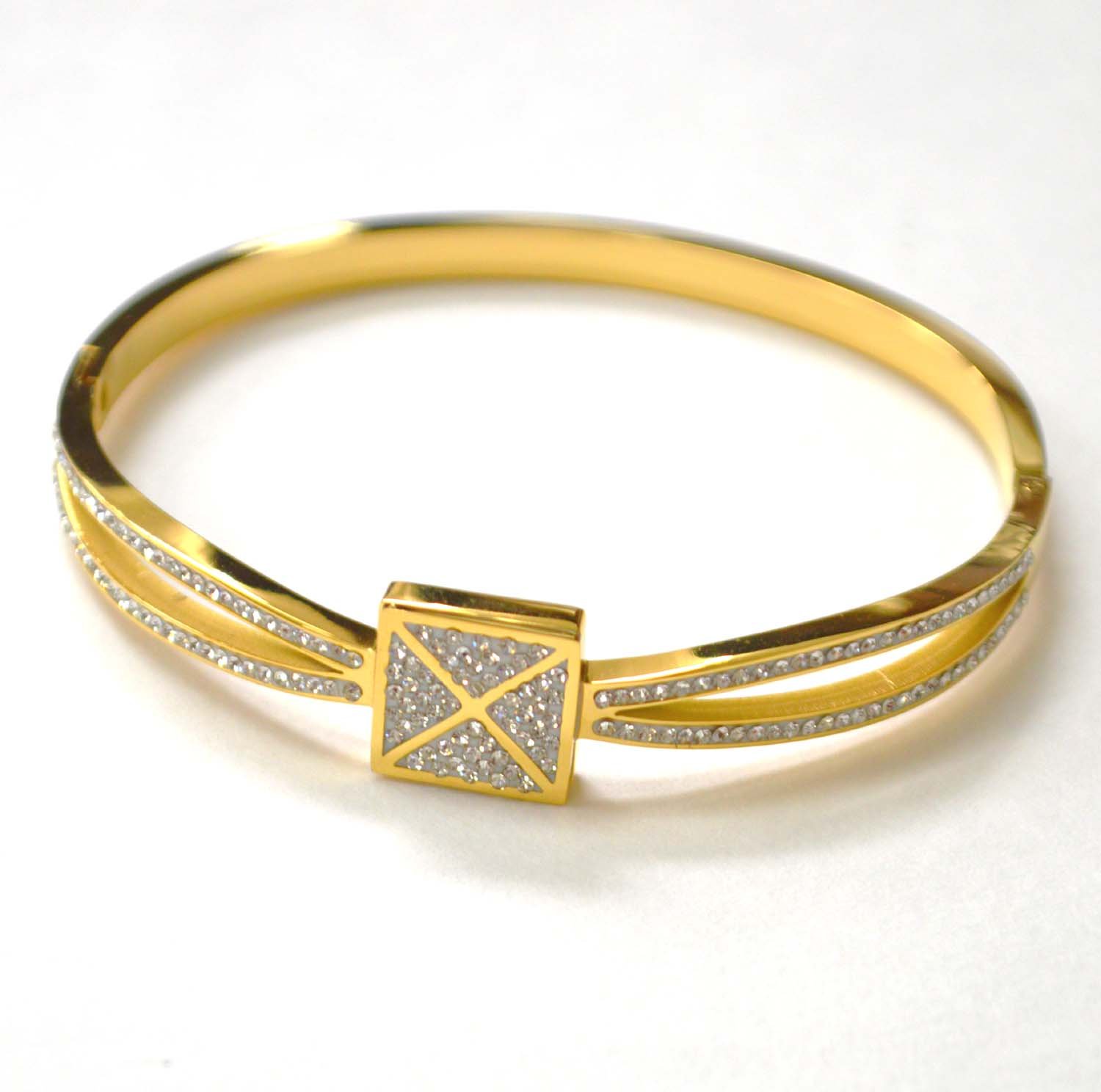 Designer Inspired Gold IP Plated Bangle 84-1832G