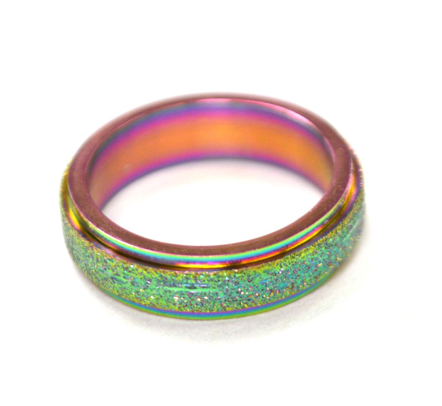Rainbow Glitter Spinner Ring 81-1436-Rbw