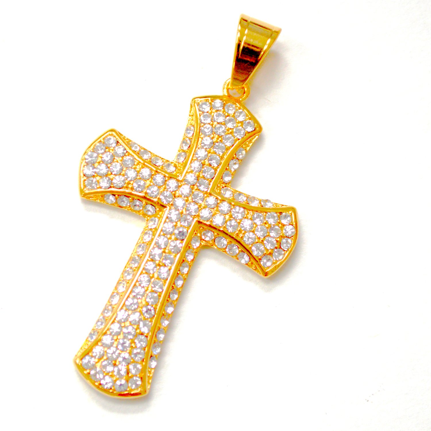 Cross with Stones Gold IP Plated Pendant 86-2573G