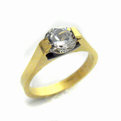 Single CZ Gold Plated Ring (7mm) 81-995G