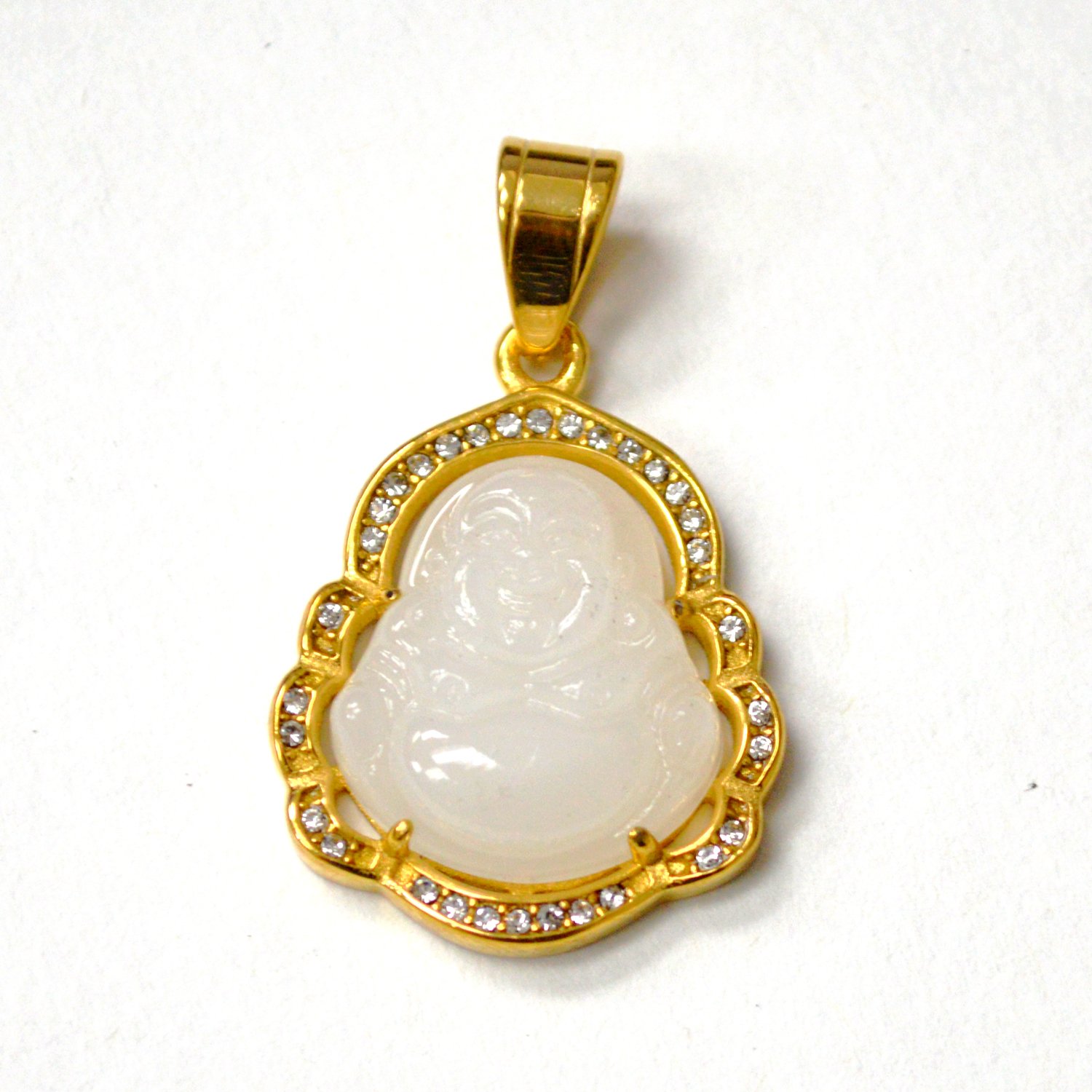 Buddha Gold IP Plated Pendant 86-2892G-Sm White