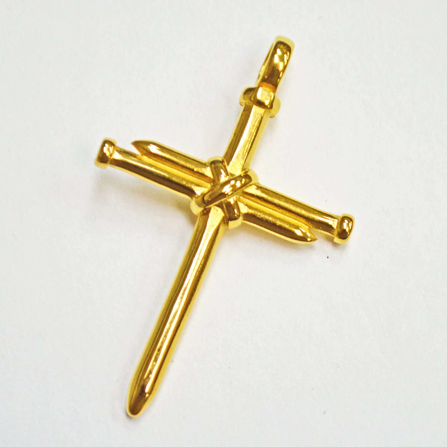 Nail Cross Gold IP Plated Pendant 86-2186G