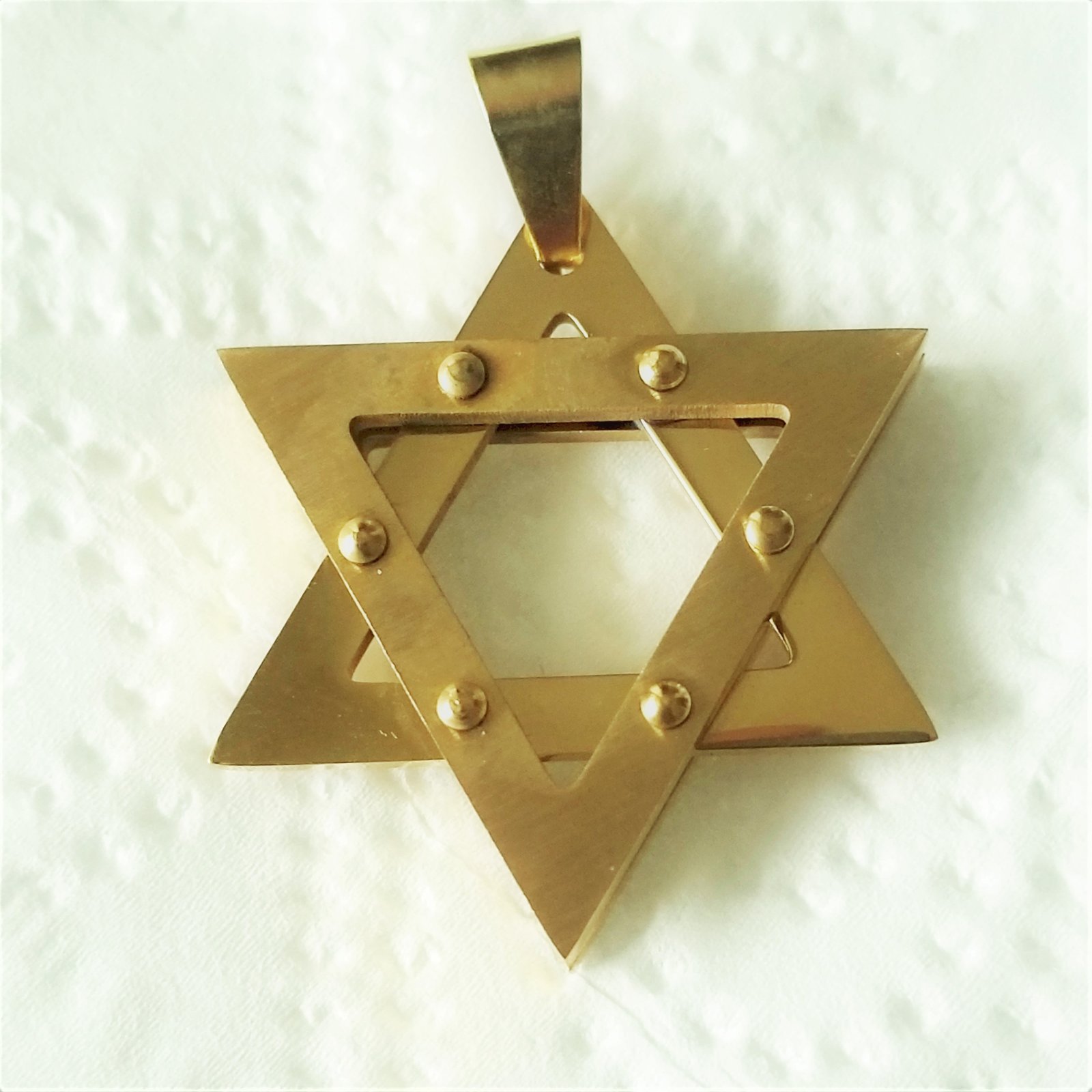 Star of David Gold Ip Plated Pendant (30x34mm) 86-1985G-Sm