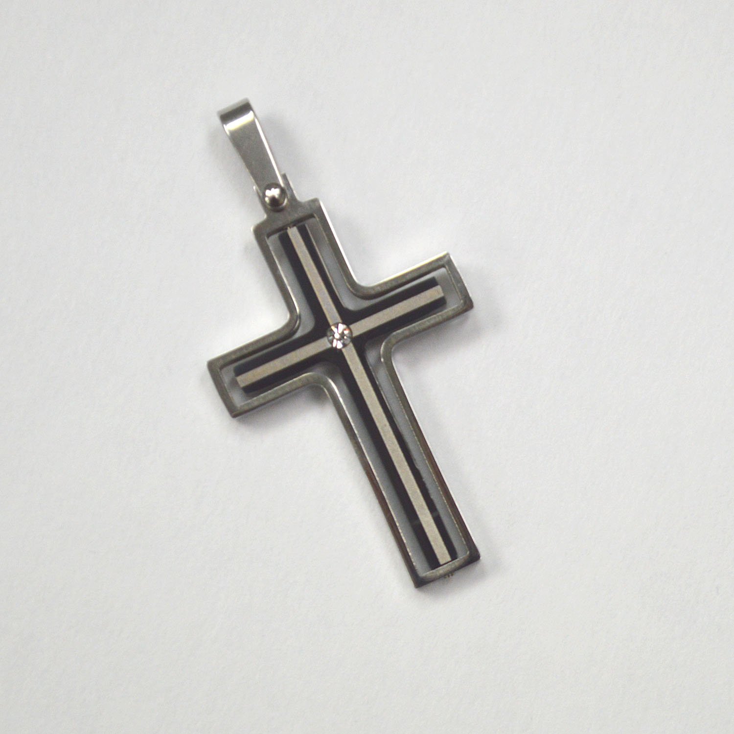 CROSS 2 Tone Black PLATED  PENDANT (22x35mm}