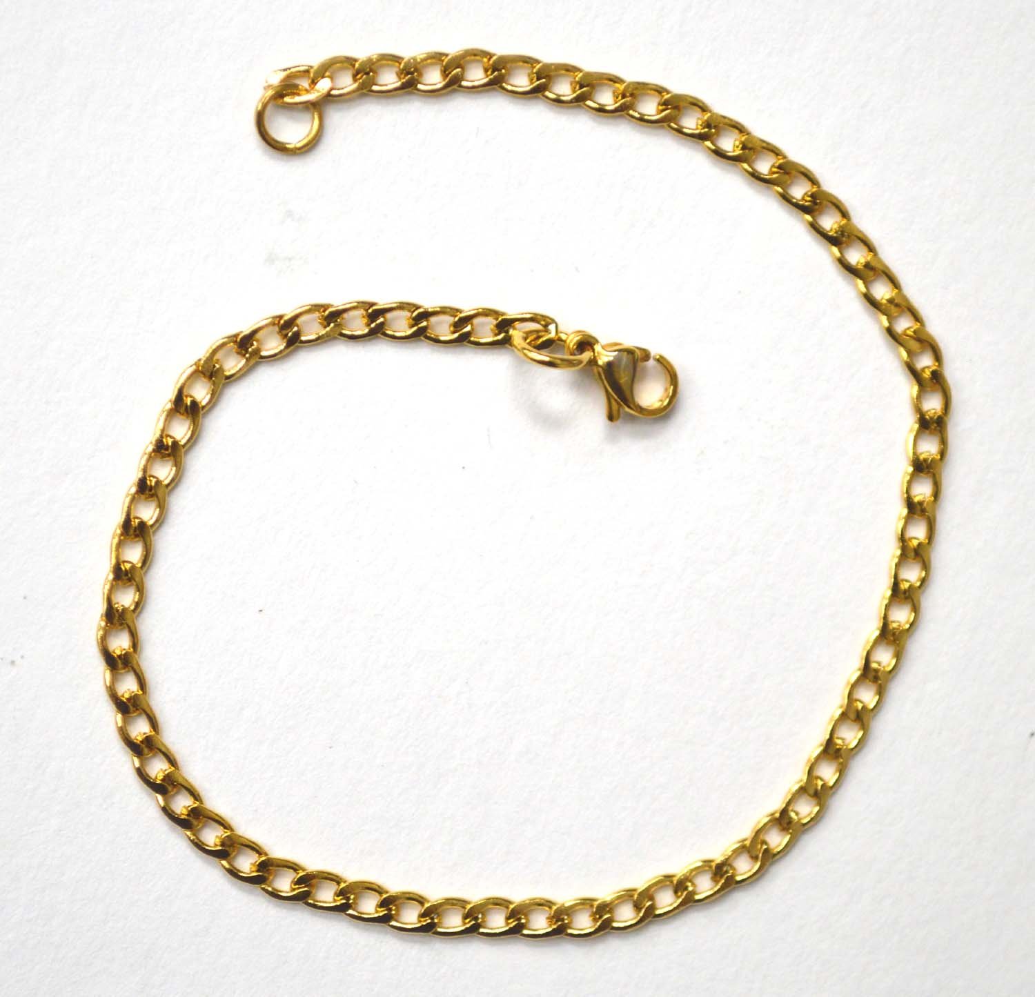 3MM GOLD IP PLATED CURB BRACELET 84-162G-3 (2/pkg)