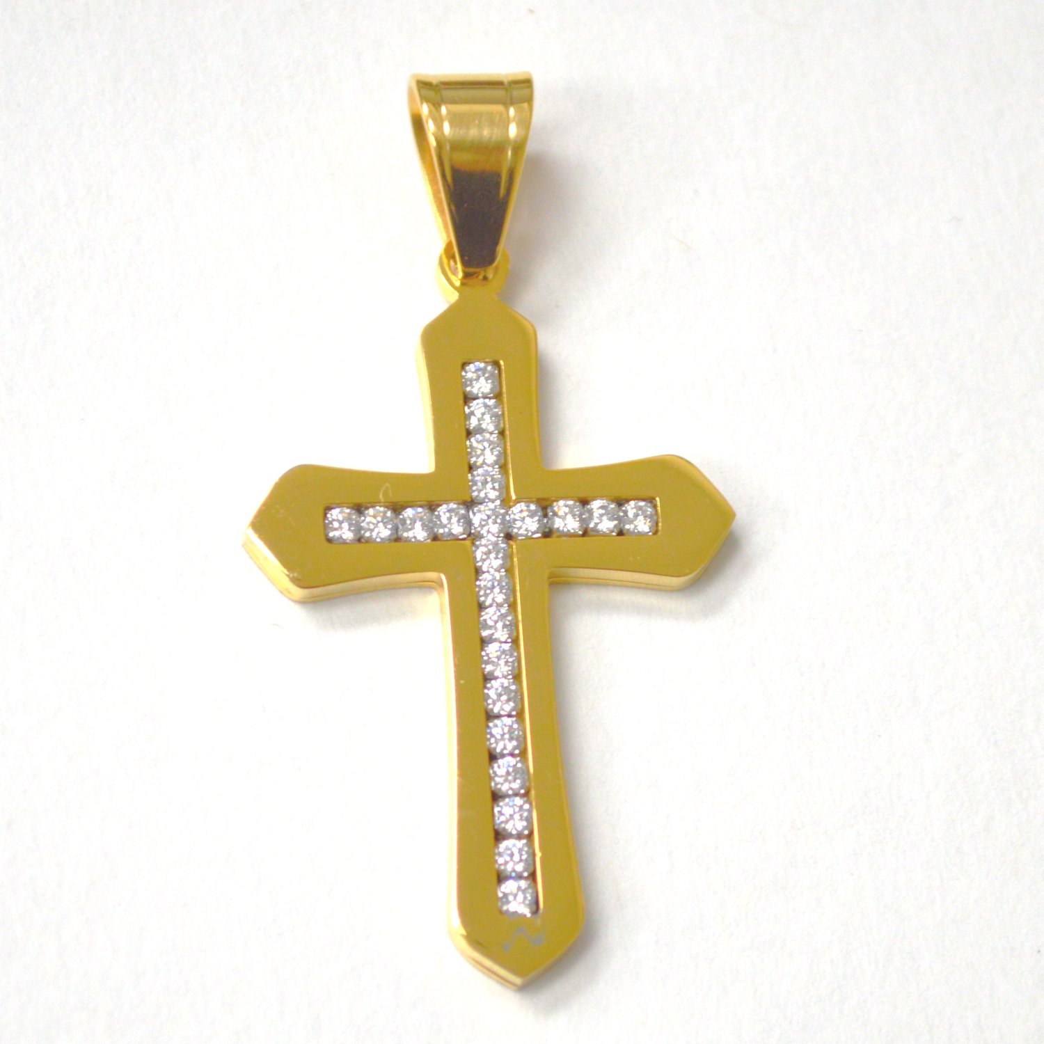 Cross with Stones Gold Plated Pendant 86-2604G