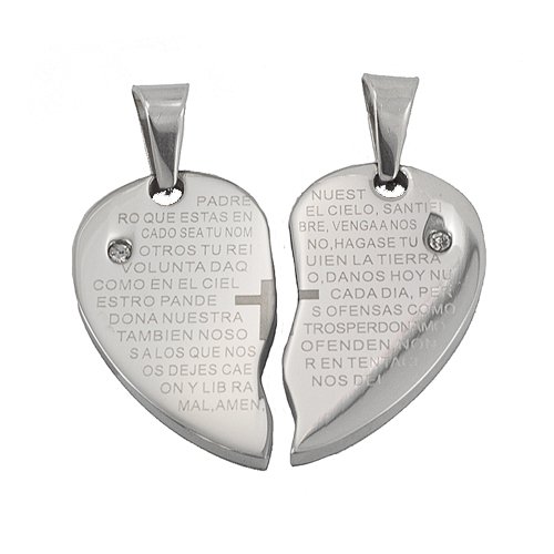 Padre Nuestro Heart Couple CZ Pendant 86-1701