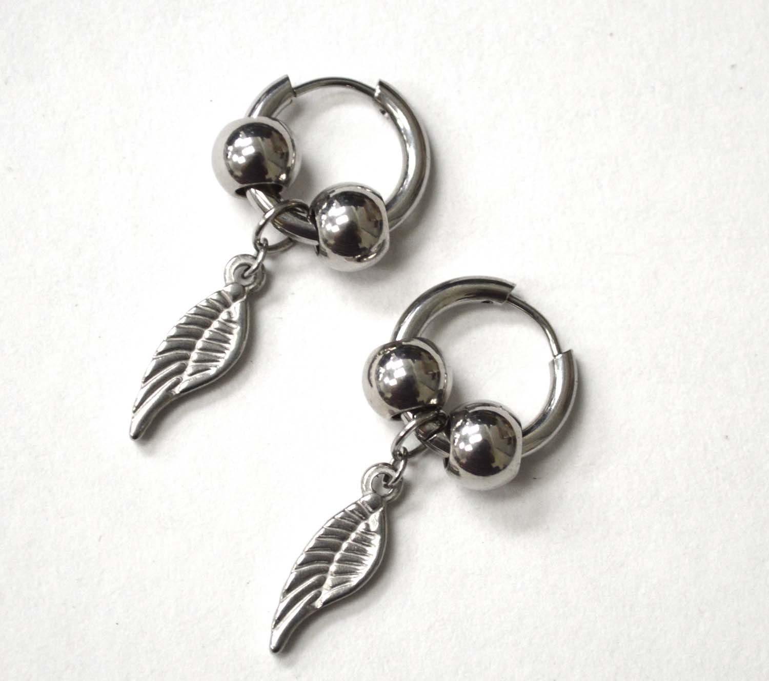 Hoops Earring with Wing Stainless Steel 83-827S