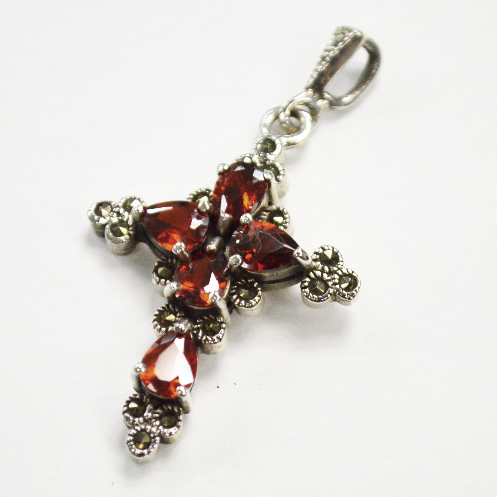 CZ Stone Marcasites Pendant Sterling Silver 562010
