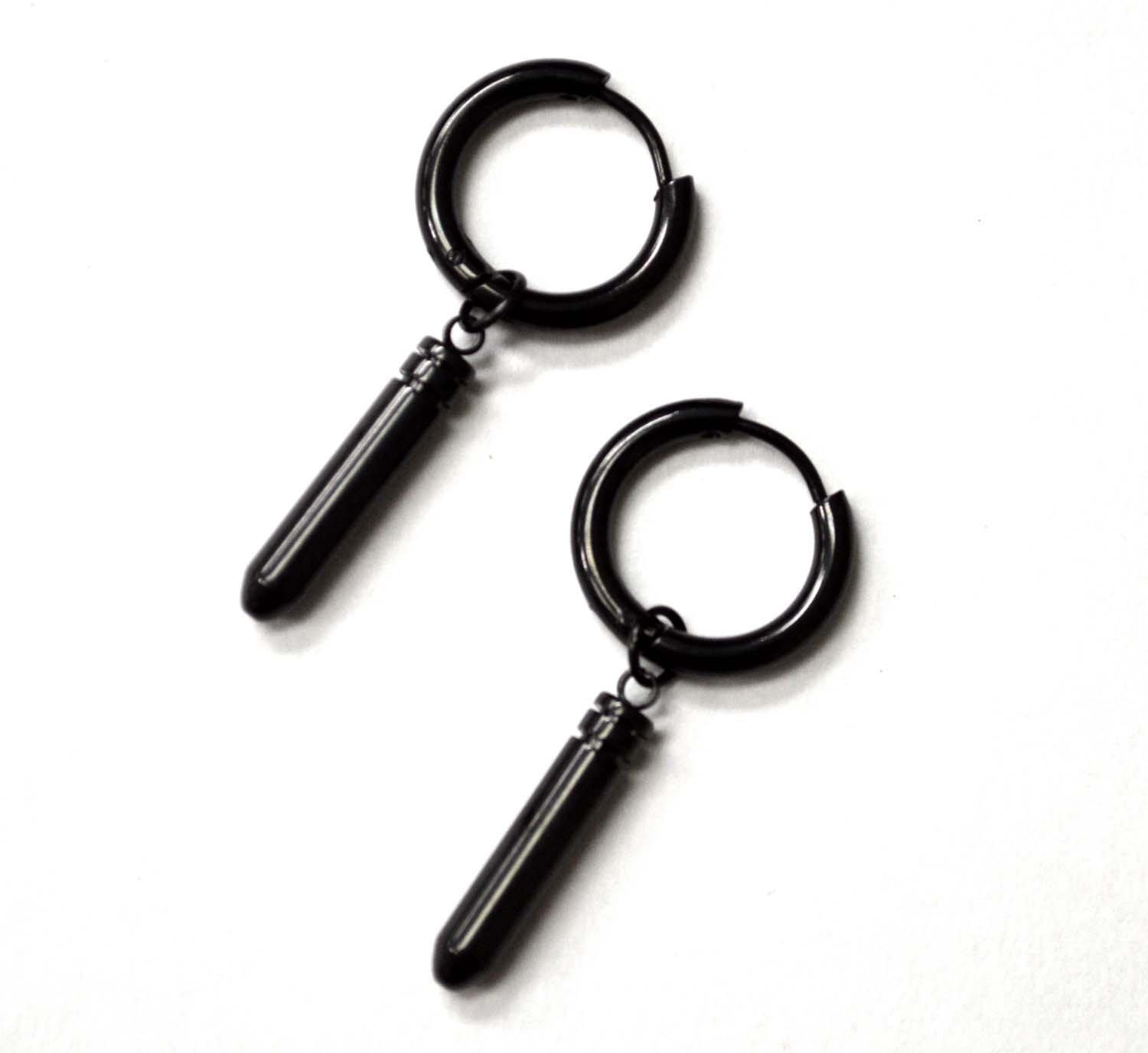 Hoops Earring with Bullet Black Plated 83-828B