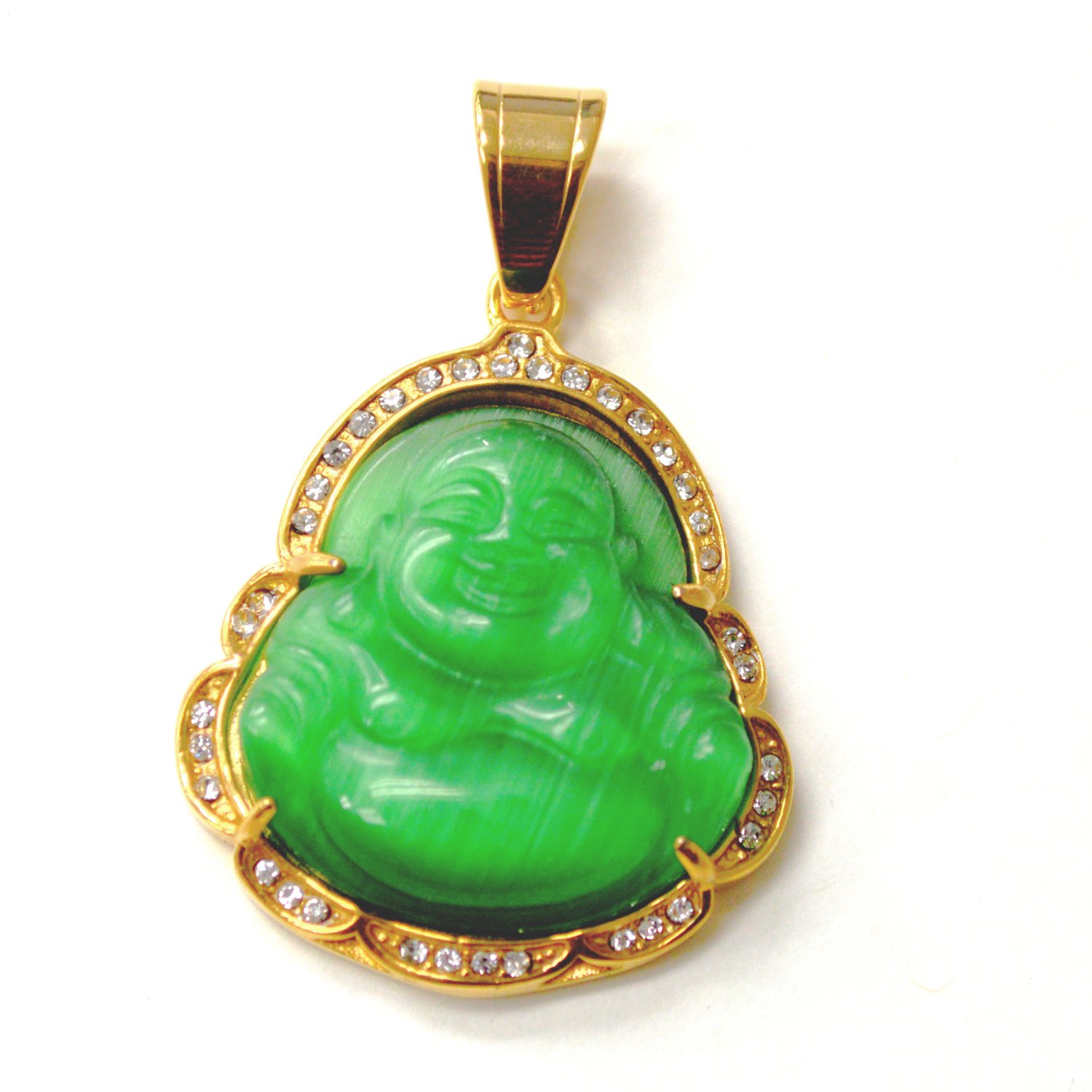 Buddha Gold IP Plated Pendant 86-2892G-Green