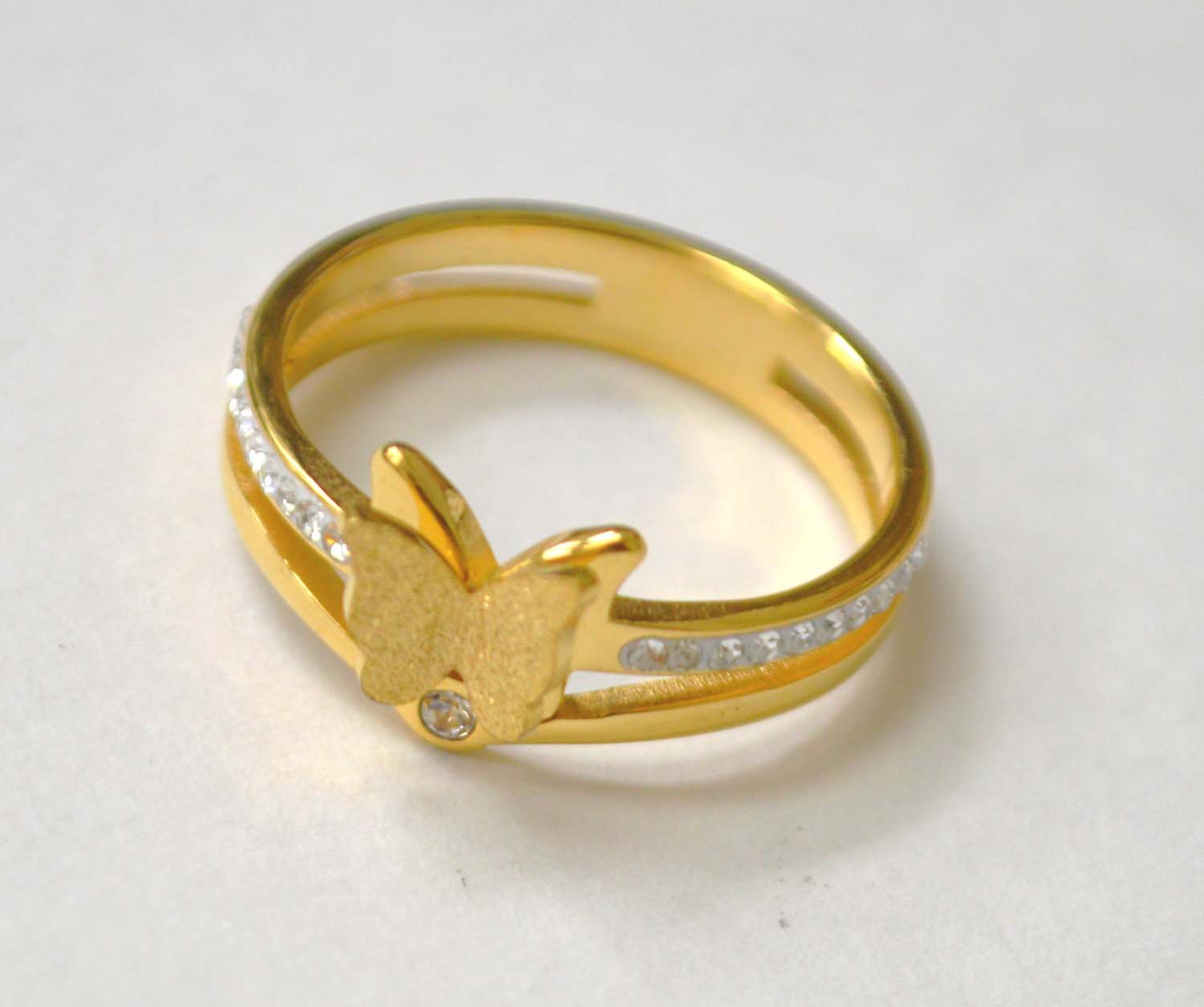 Butterfly with Stones Gold Plated Ring 81-1531G