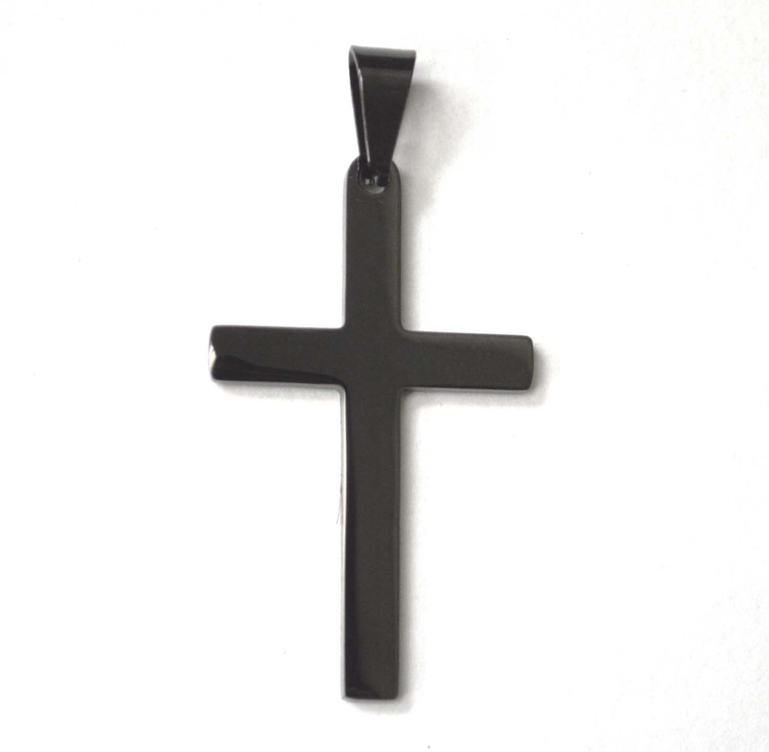 Plain Cross Black Plated Pendant 86-1004B