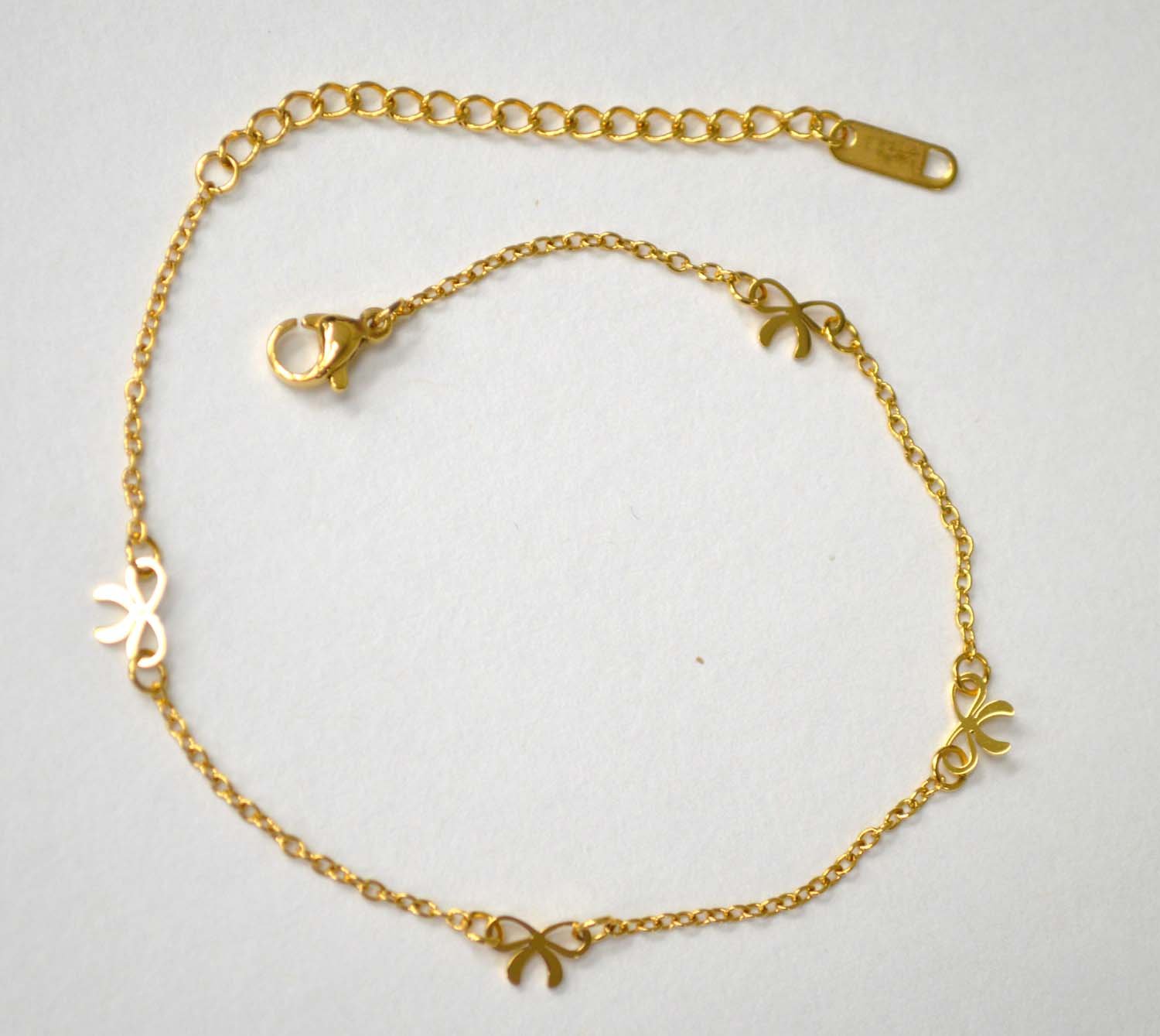 Ribbon /Bow Gold IP Plated Anklet 82-211G