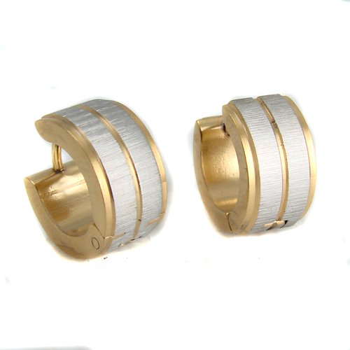 2 Tone Gold Glitter Huggies Earring 83-338
