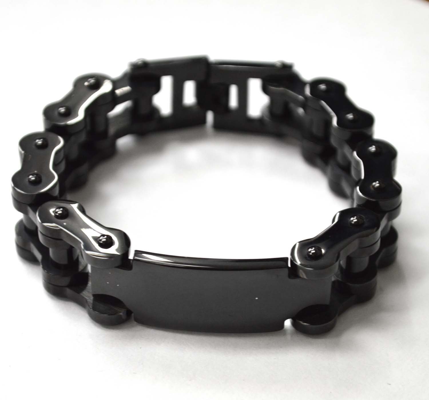 20mm Bicycle Link ID Black Plated Bracelet 84-1471B