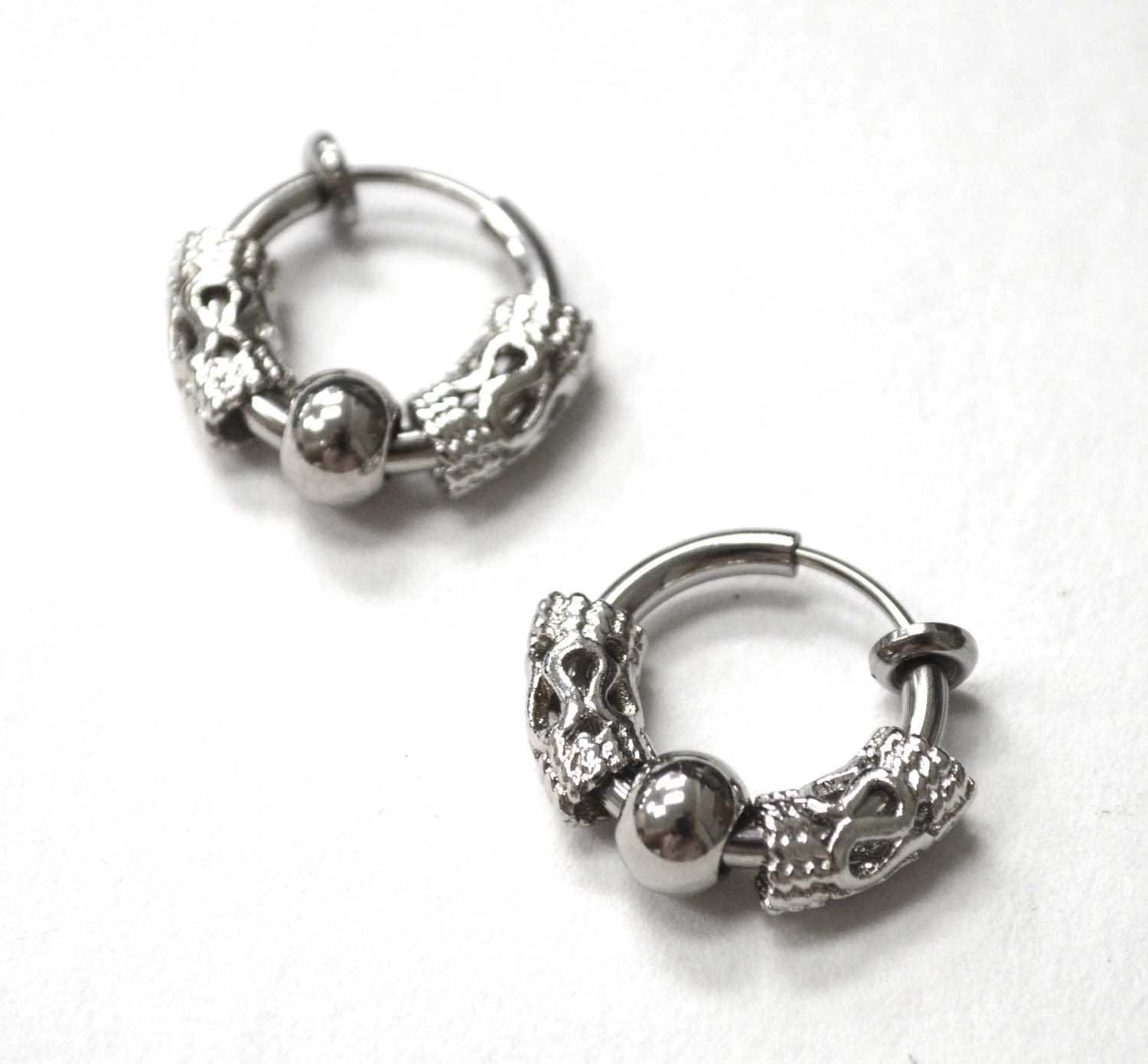 Bali Design Hoops Stainless Steel Earrings 83-859S