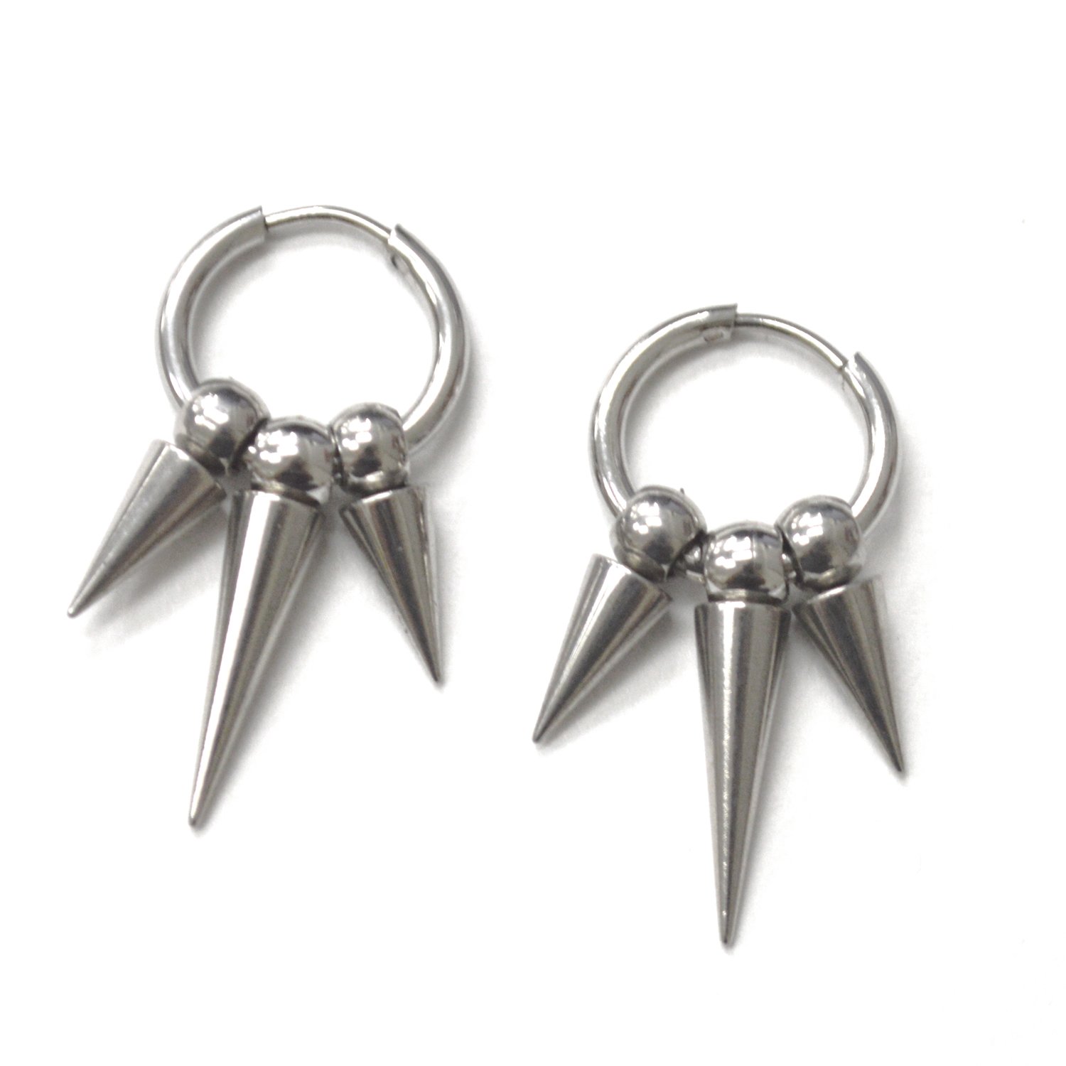 Hoops Earring with Spikes Stainless Steel Earrings 83-857S