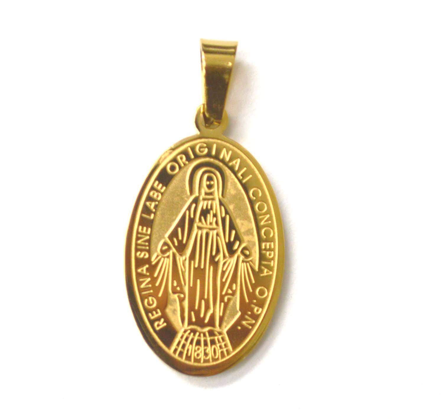 Virgen Milagrosa Medalla Gold Plated Pendant 86-540G