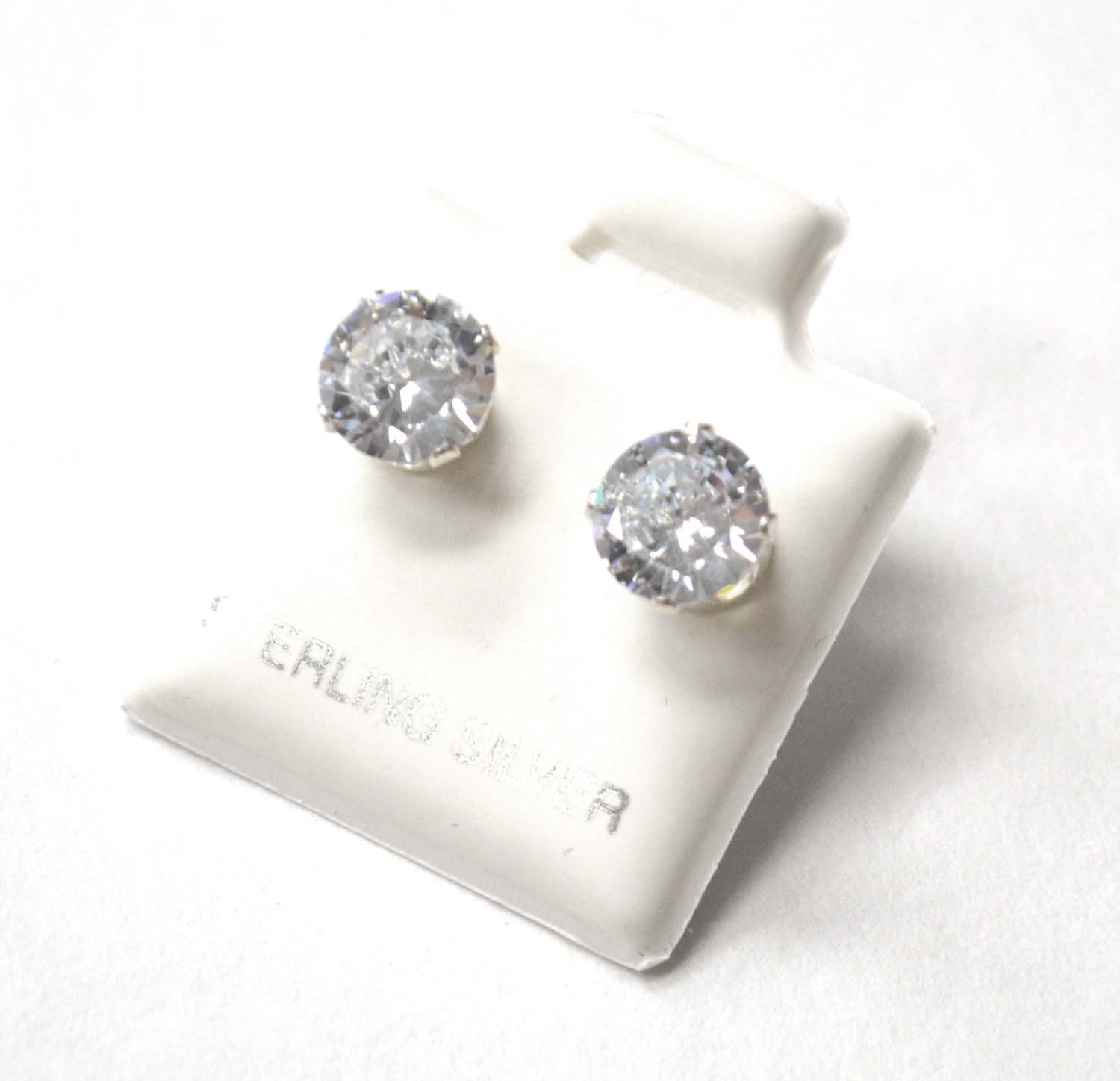 7 m.  Round CZ Stud Earrings 53-013-7