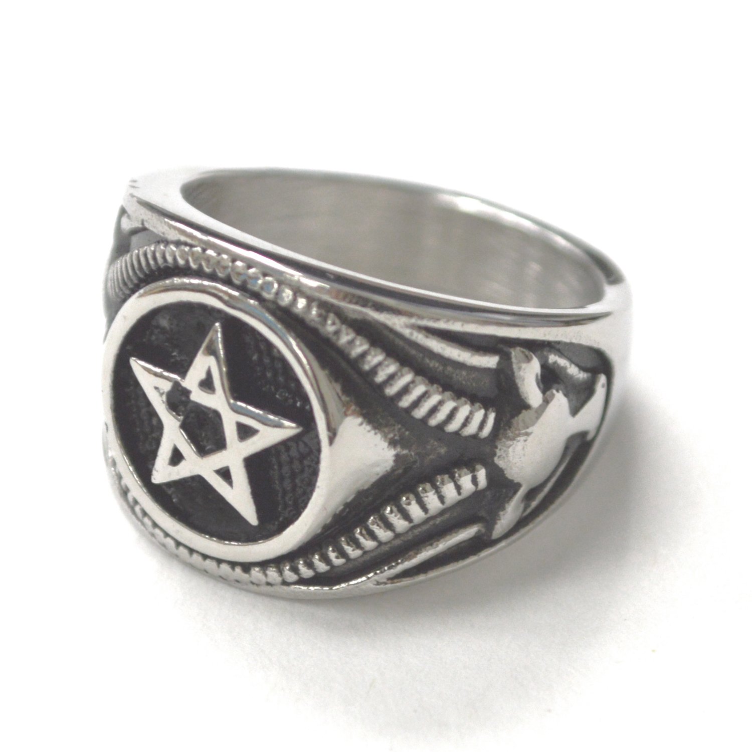 Pentagram Star Stainless Steel Ring 81-1685