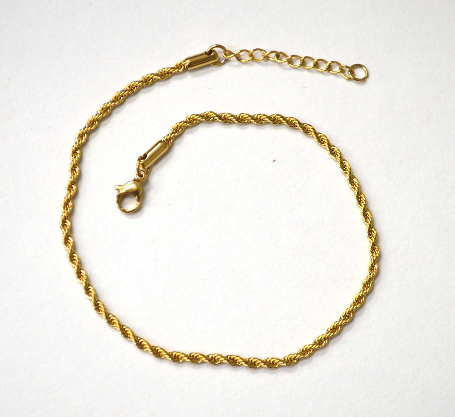 2.5mm Rope Gold Plated Anklet  82-214G (2/pkg)