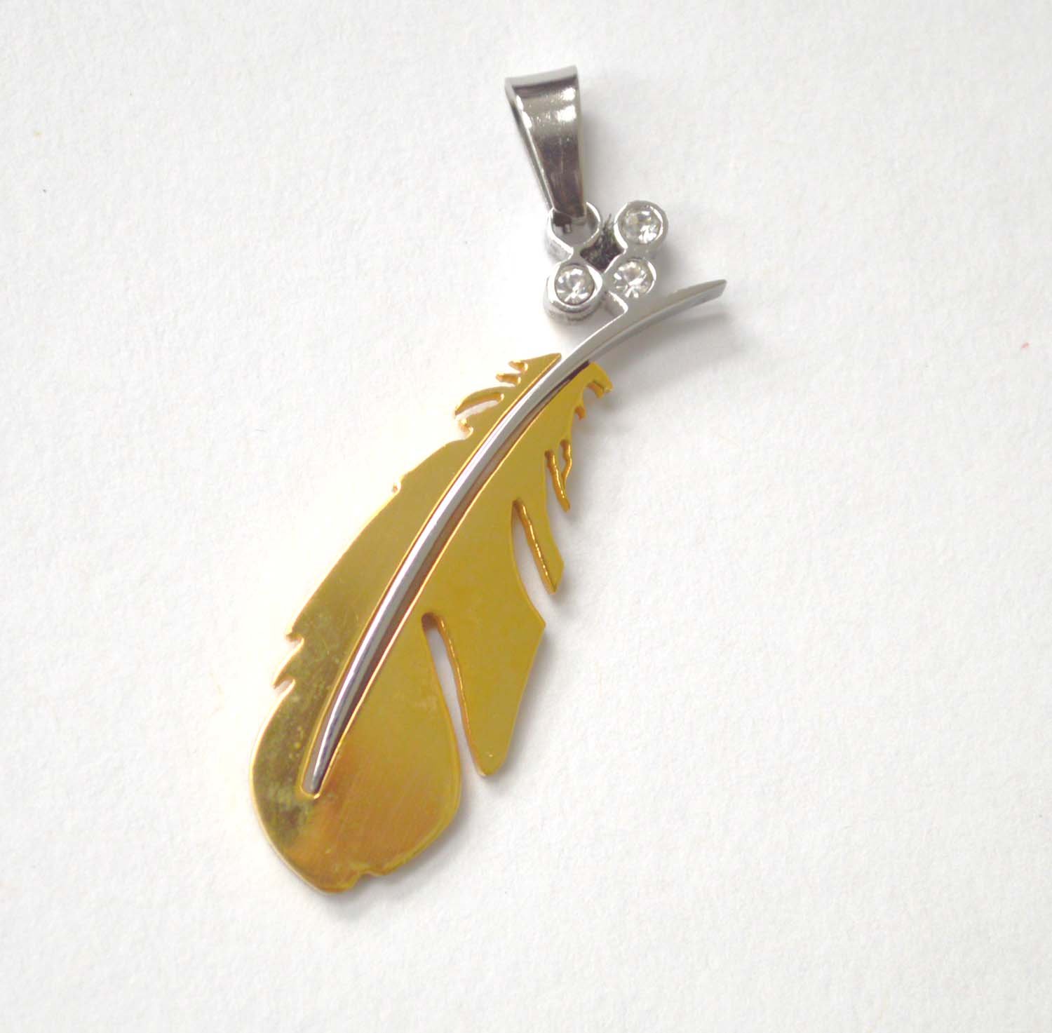 Feather Gold IP Plated Pendant 86-997G-Sm
